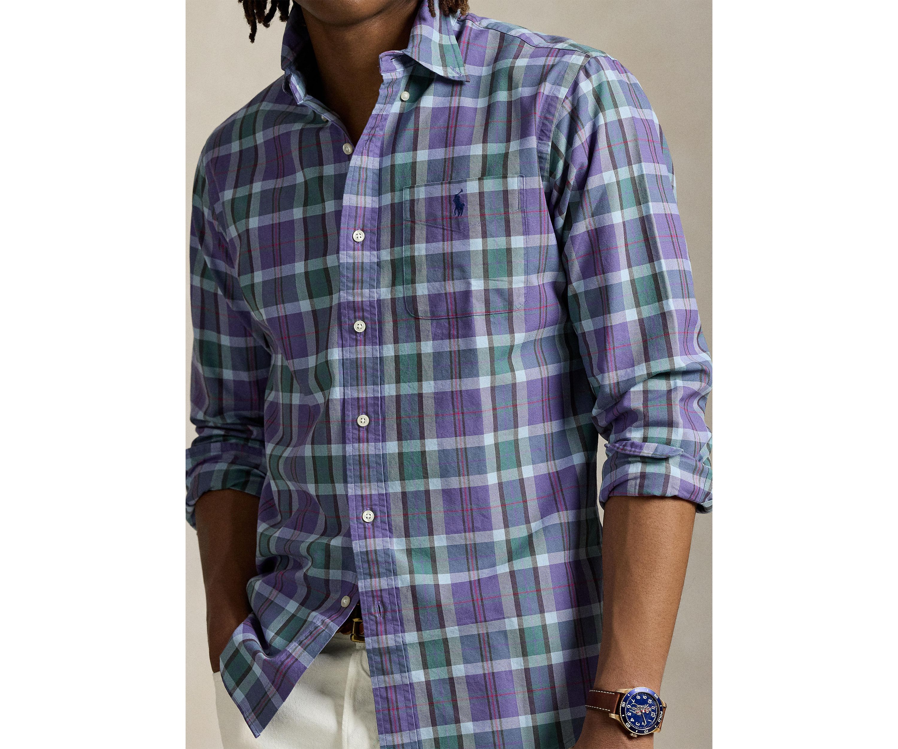 Classic Fit Plaid Oxford Shirt