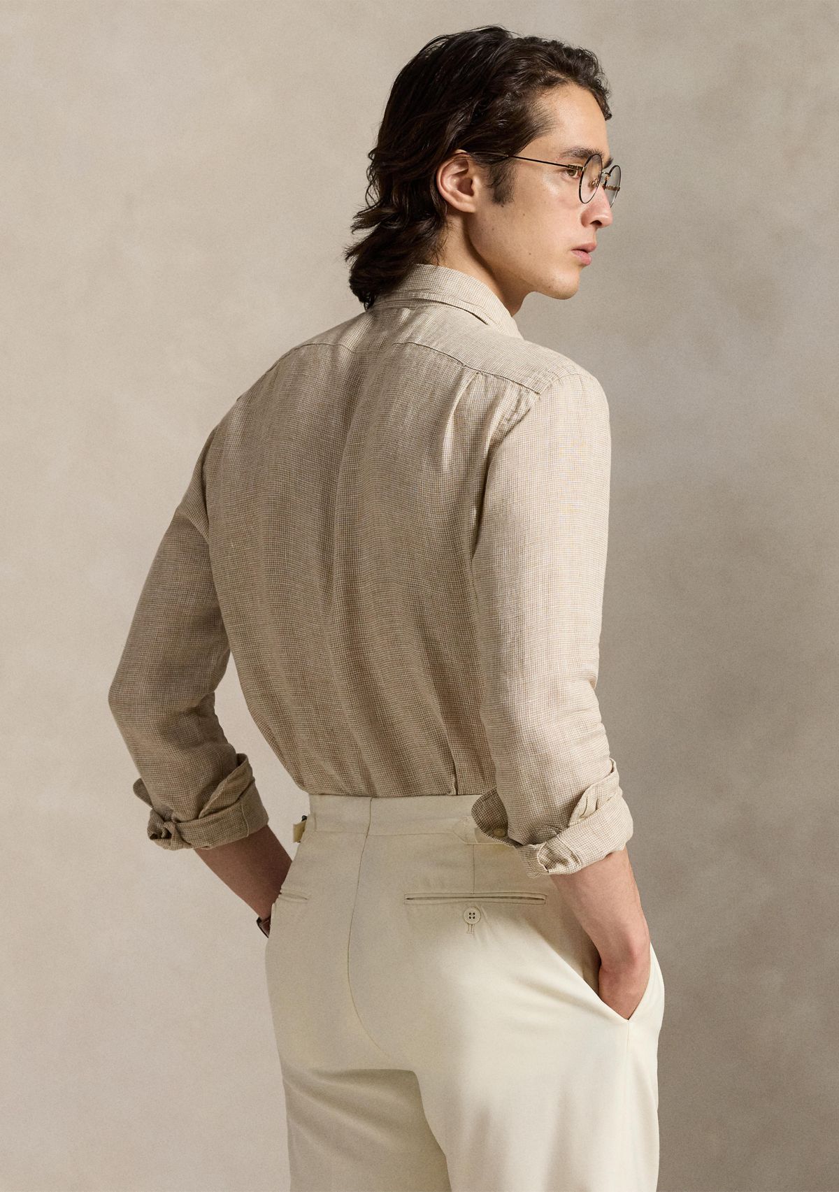 Classic Fit Houndstooth Linen Shirt