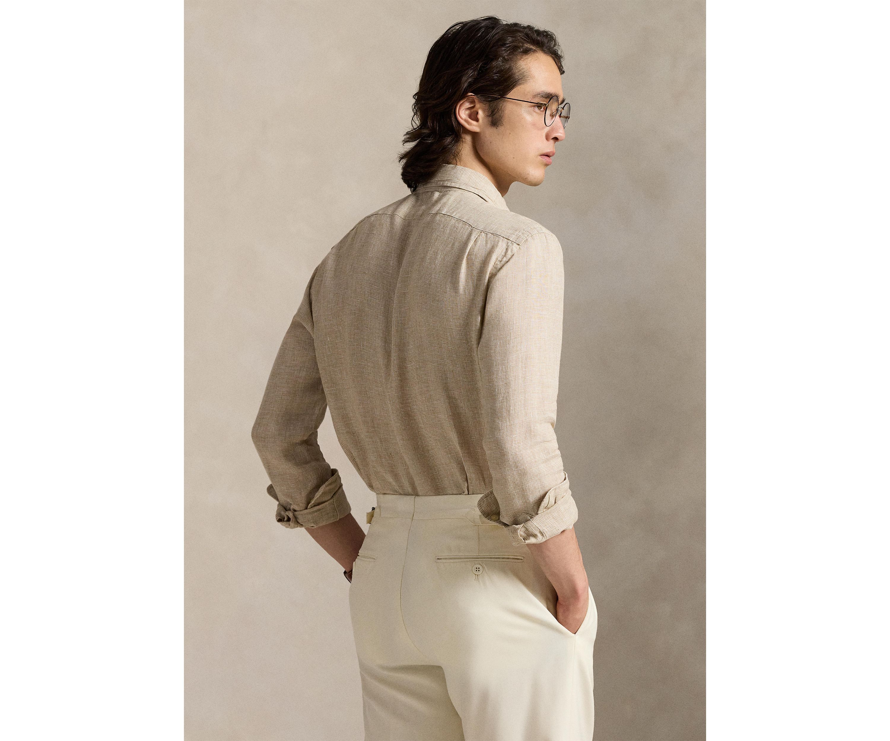 Classic Fit Houndstooth Linen Shirt