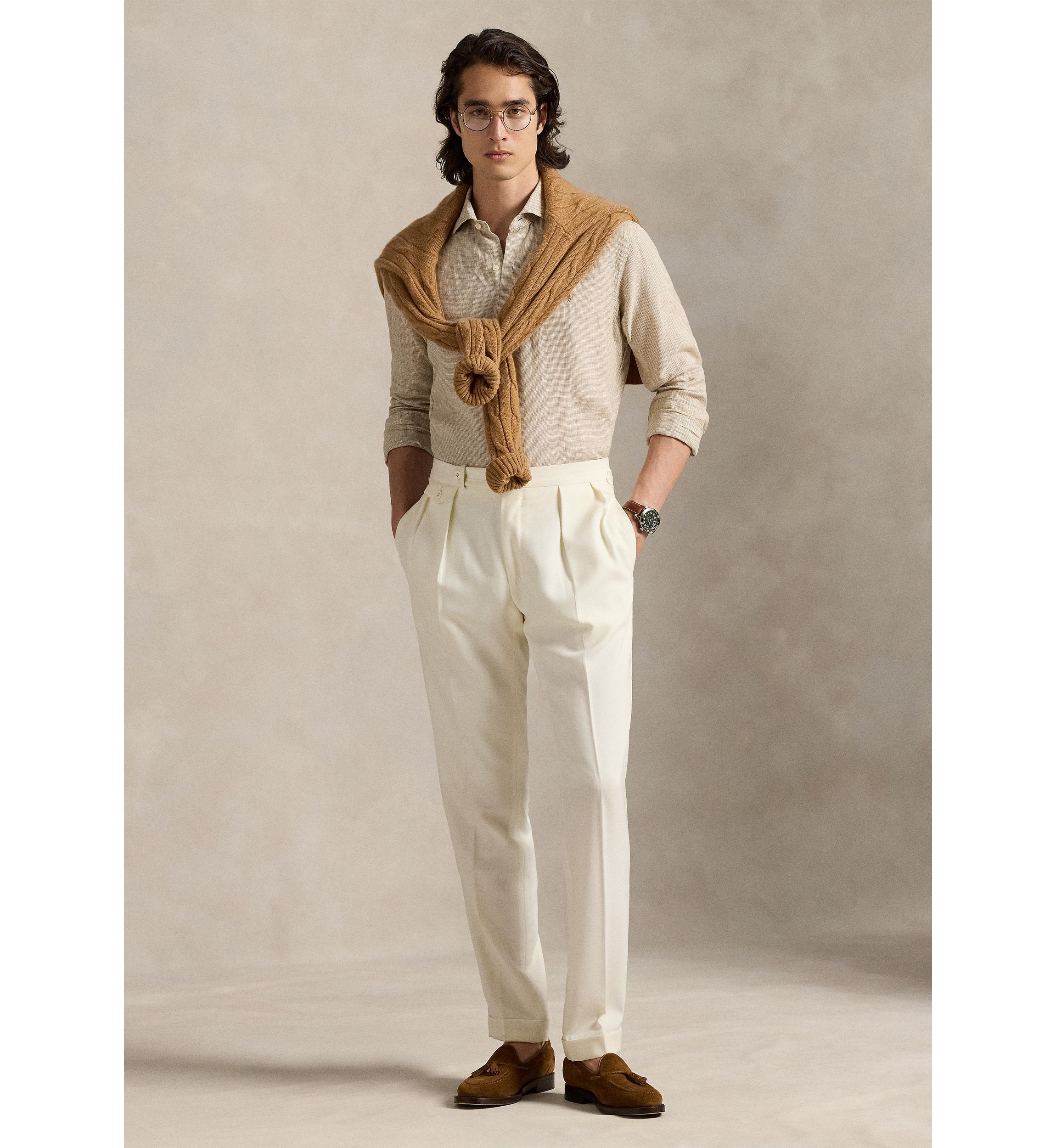Classic Fit Houndstooth Linen Shirt