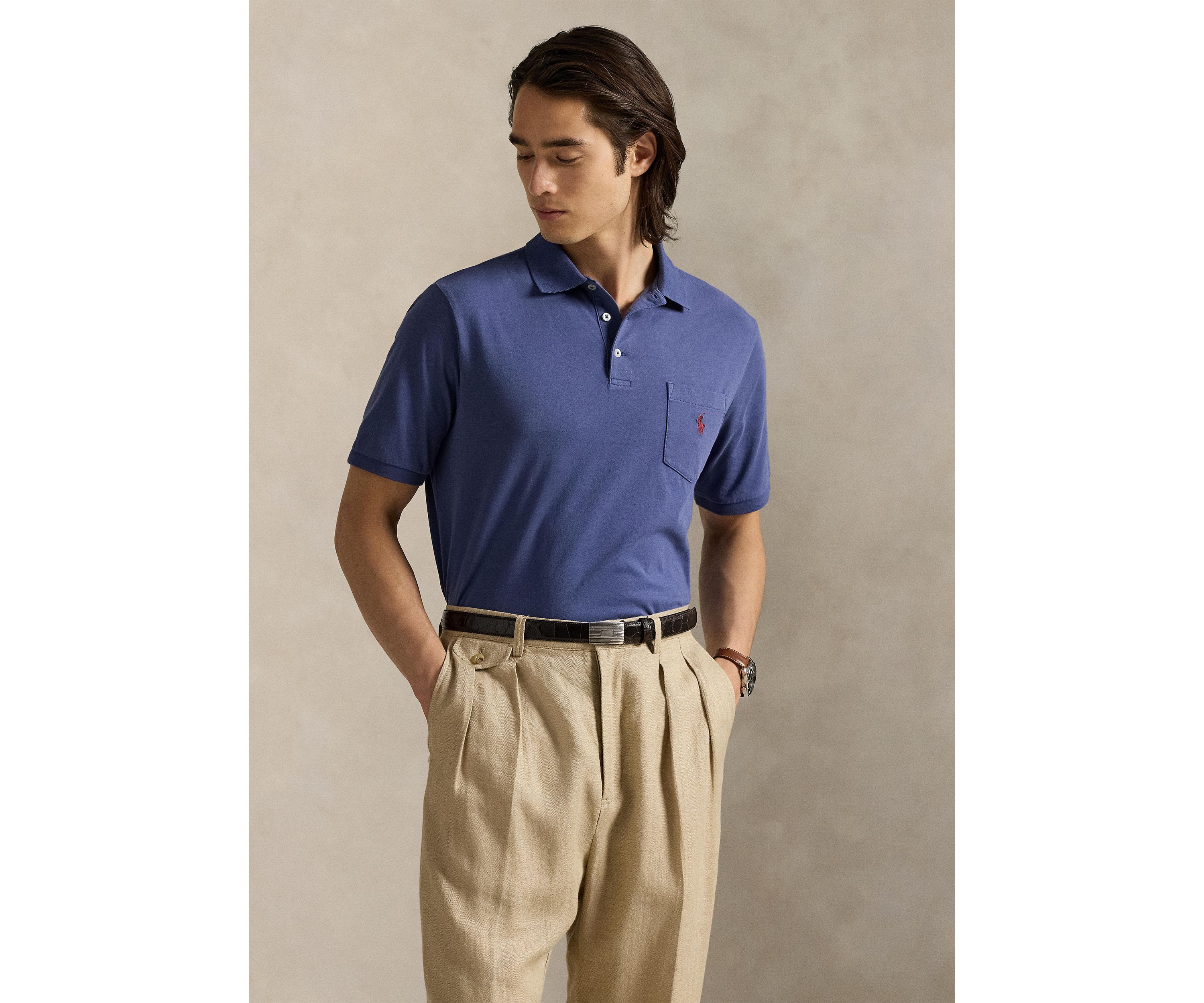 Classic Fit Jersey Pocket Polo Shirt