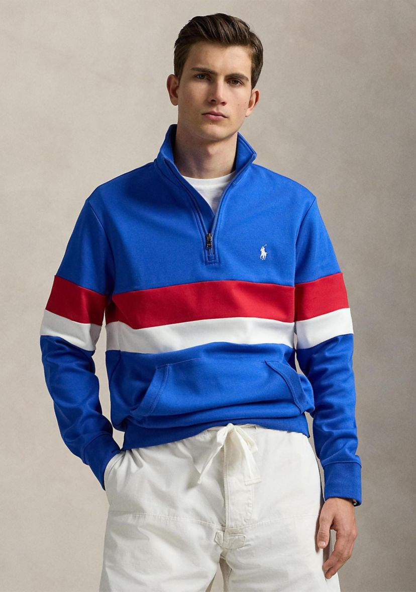 Striped Interlock Quarter-Zip Pullover