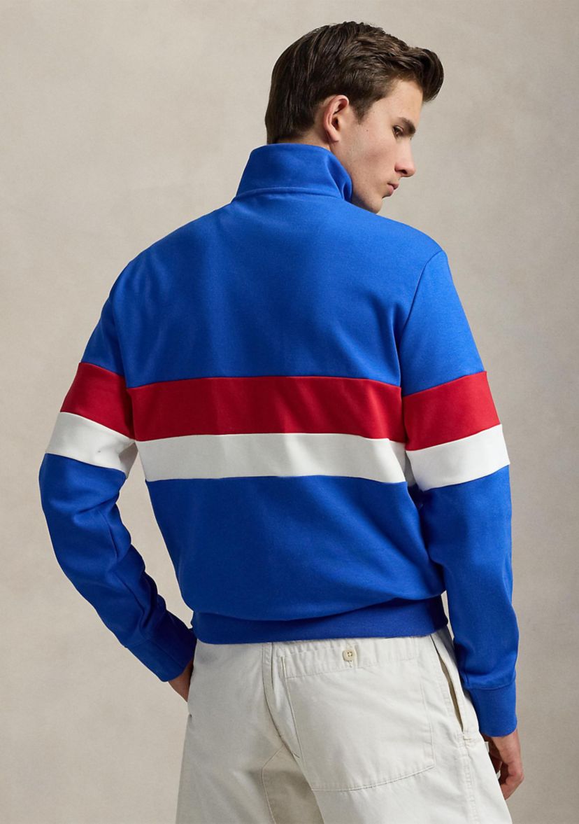 Striped Interlock Quarter-Zip Pullover