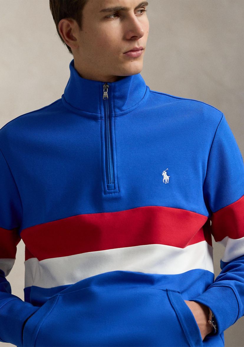 Striped Interlock Quarter-Zip Pullover