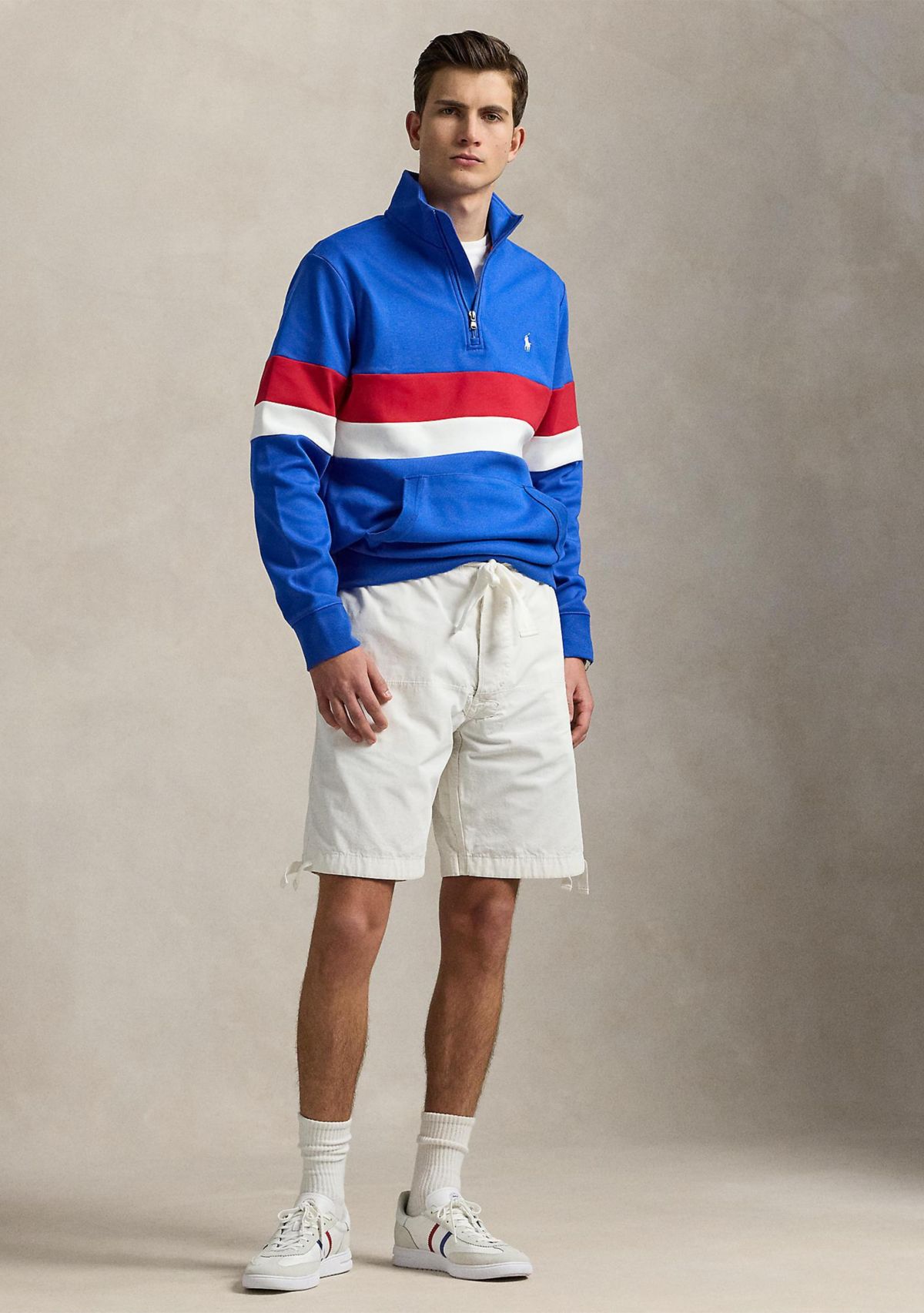 Striped Interlock Quarter-Zip Pullover