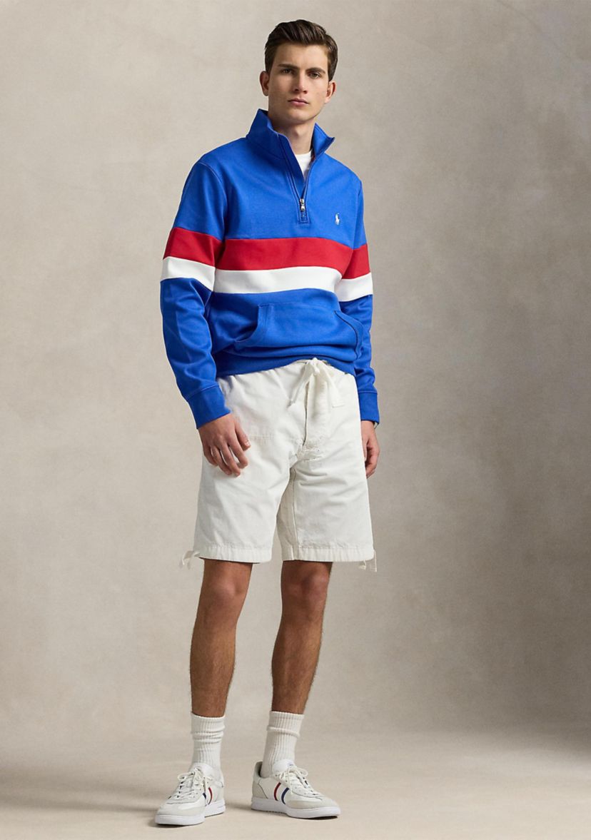 Striped Interlock Quarter-Zip Pullover