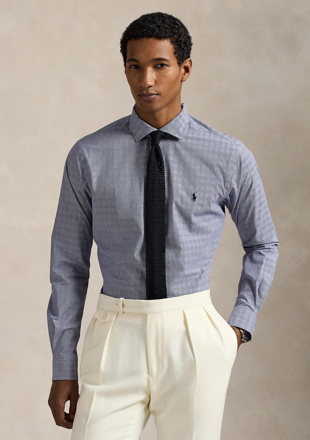 Classic Fit Plaid Stretch Poplin Shirt