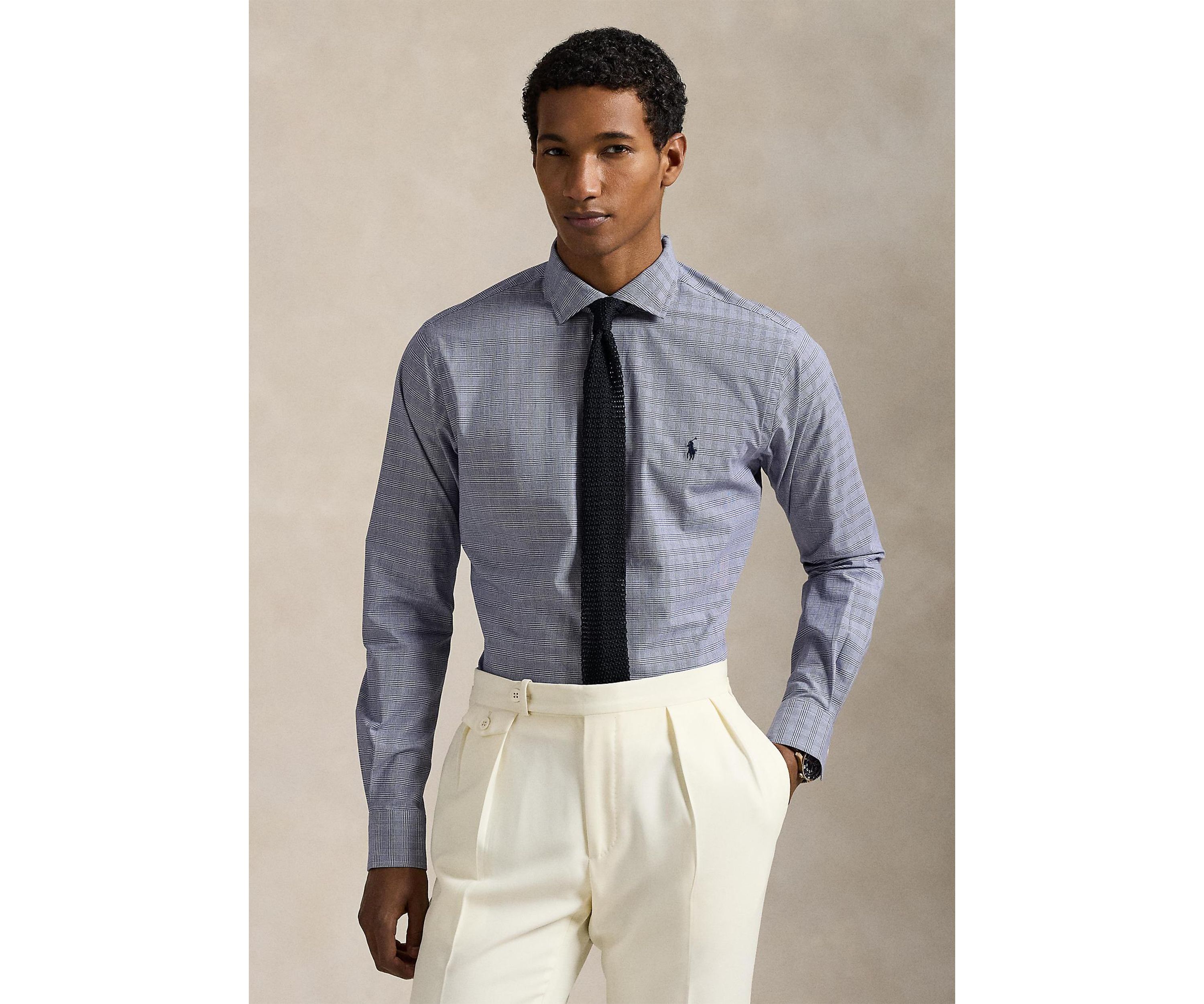 Classic Fit Plaid Stretch Poplin Shirt