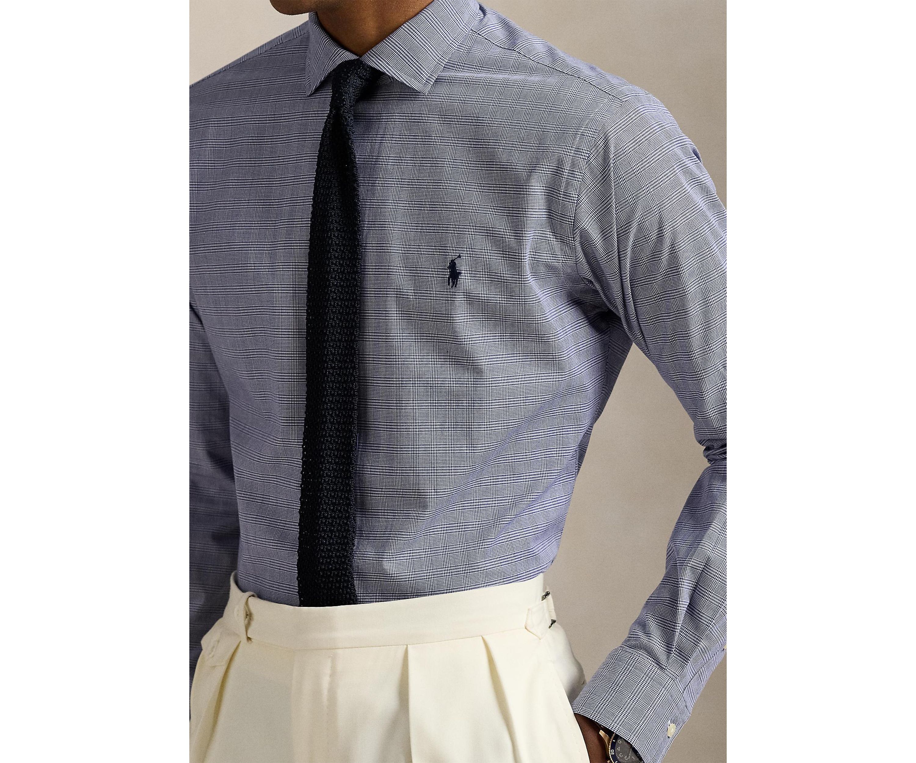 Classic Fit Plaid Stretch Poplin Shirt