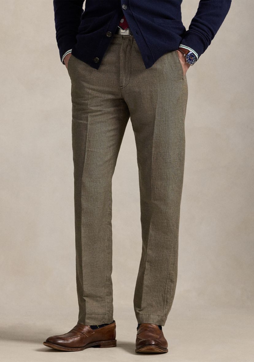 Straight Fit Houndstooth Twill Pants