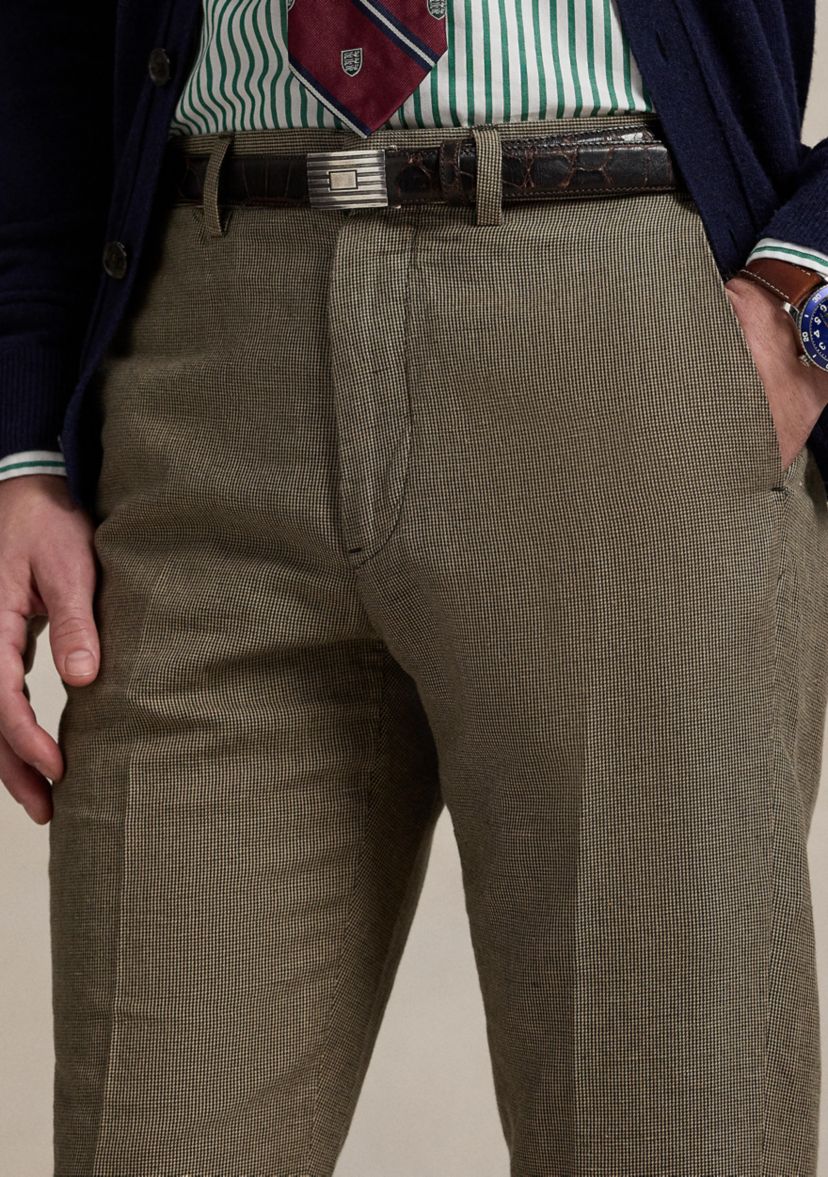 Straight Fit Houndstooth Twill Pants