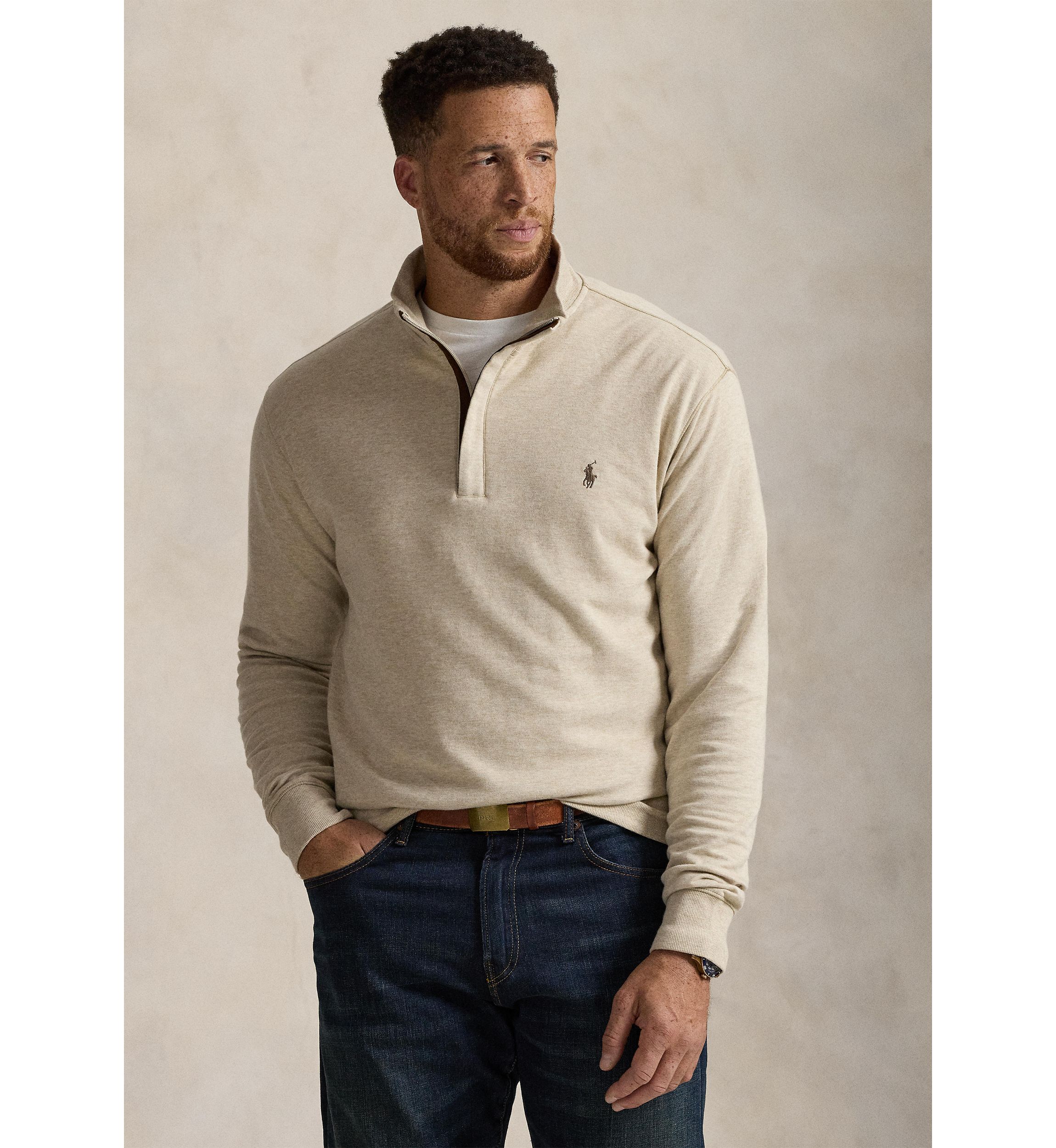 Big & Tall Luxury Jersey Quarter-Zip Pullover