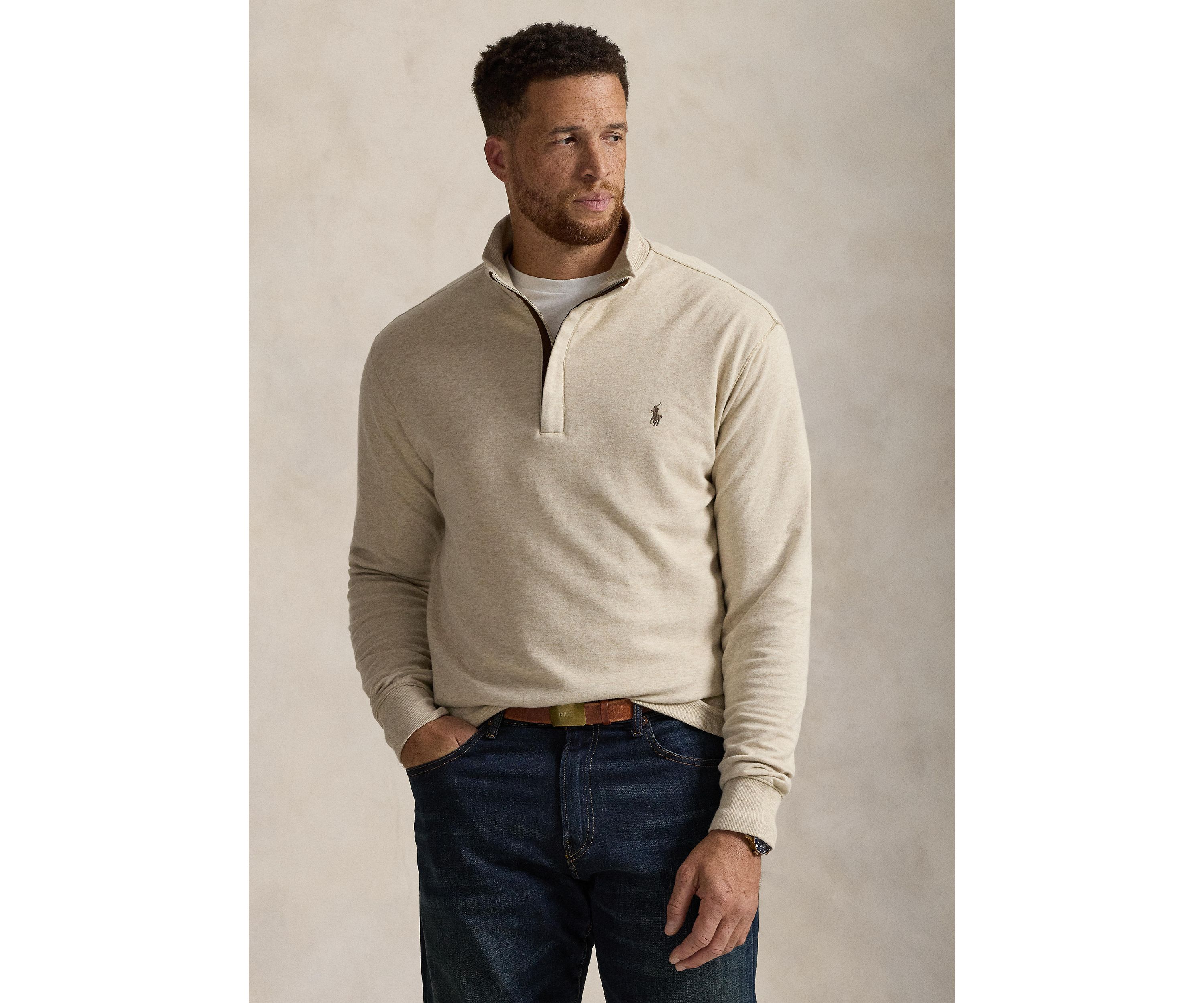 Big & Tall Luxury Jersey Quarter-Zip Pullover