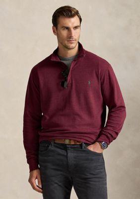 Polo Ralph Lauren Men's Big & Tall Luxury Jersey Quarter-Zip Pullover, Red, 3X Big