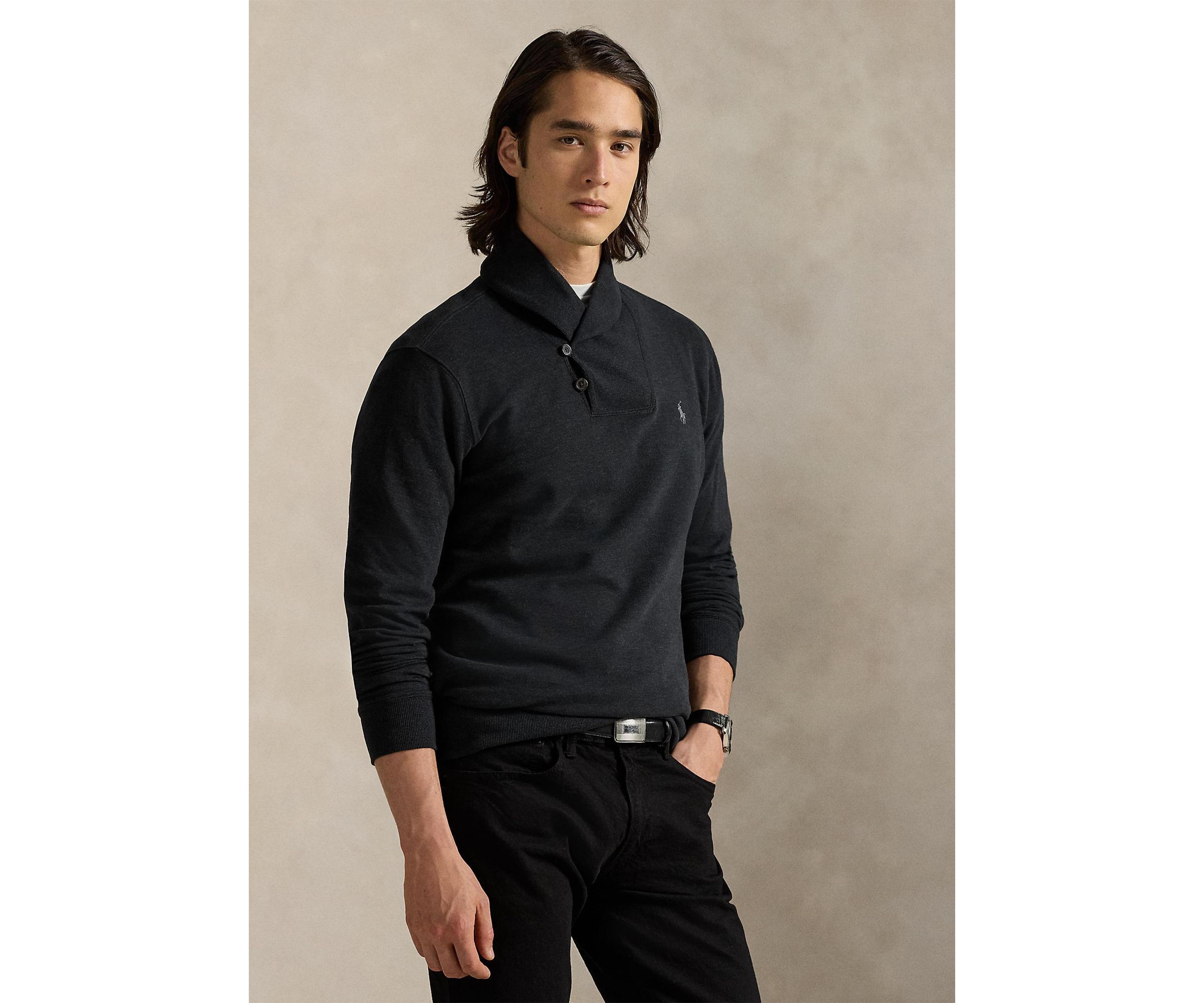 Luxury Jersey Shawl-Collar Pullover
