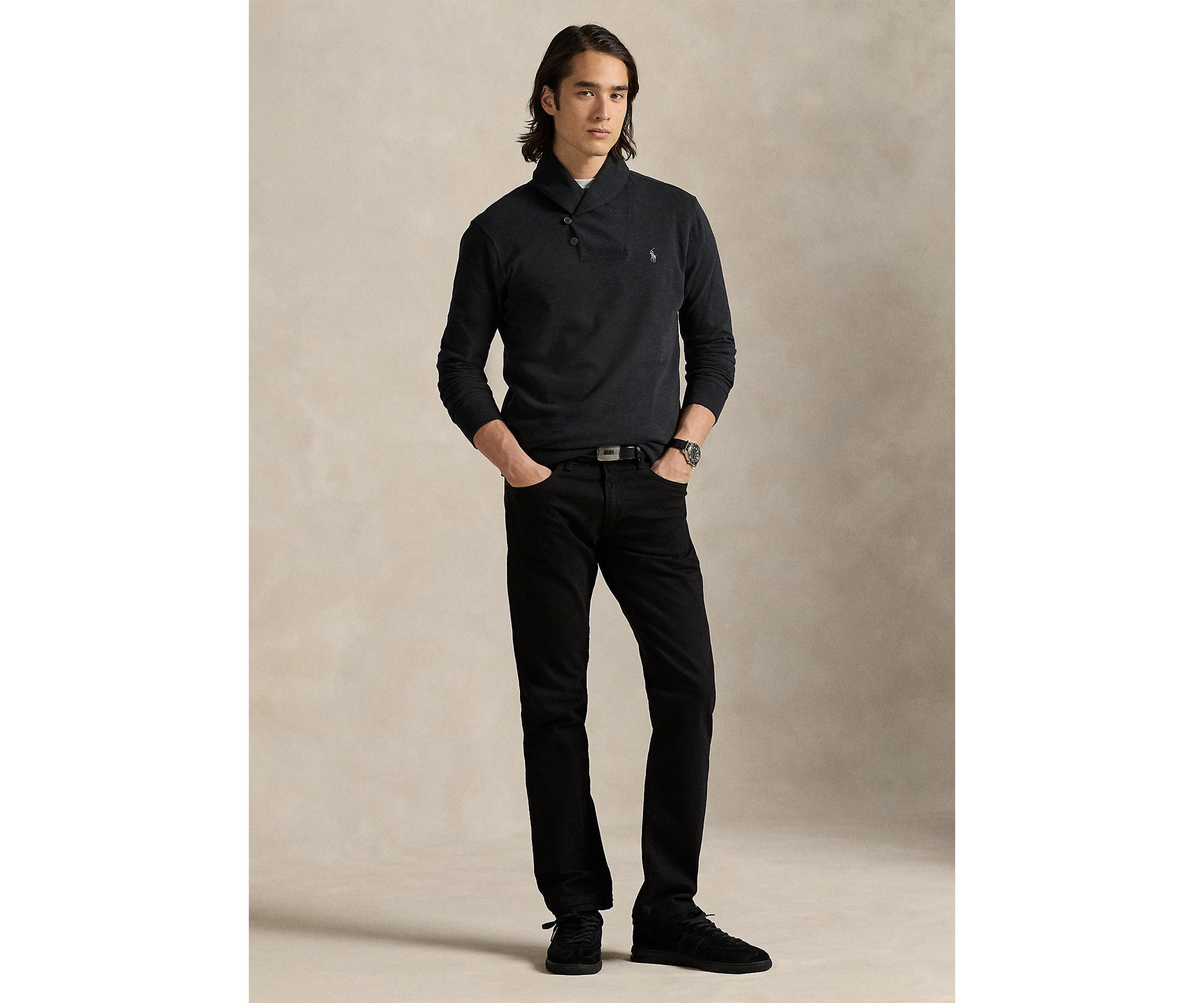Luxury Jersey Shawl-Collar Pullover