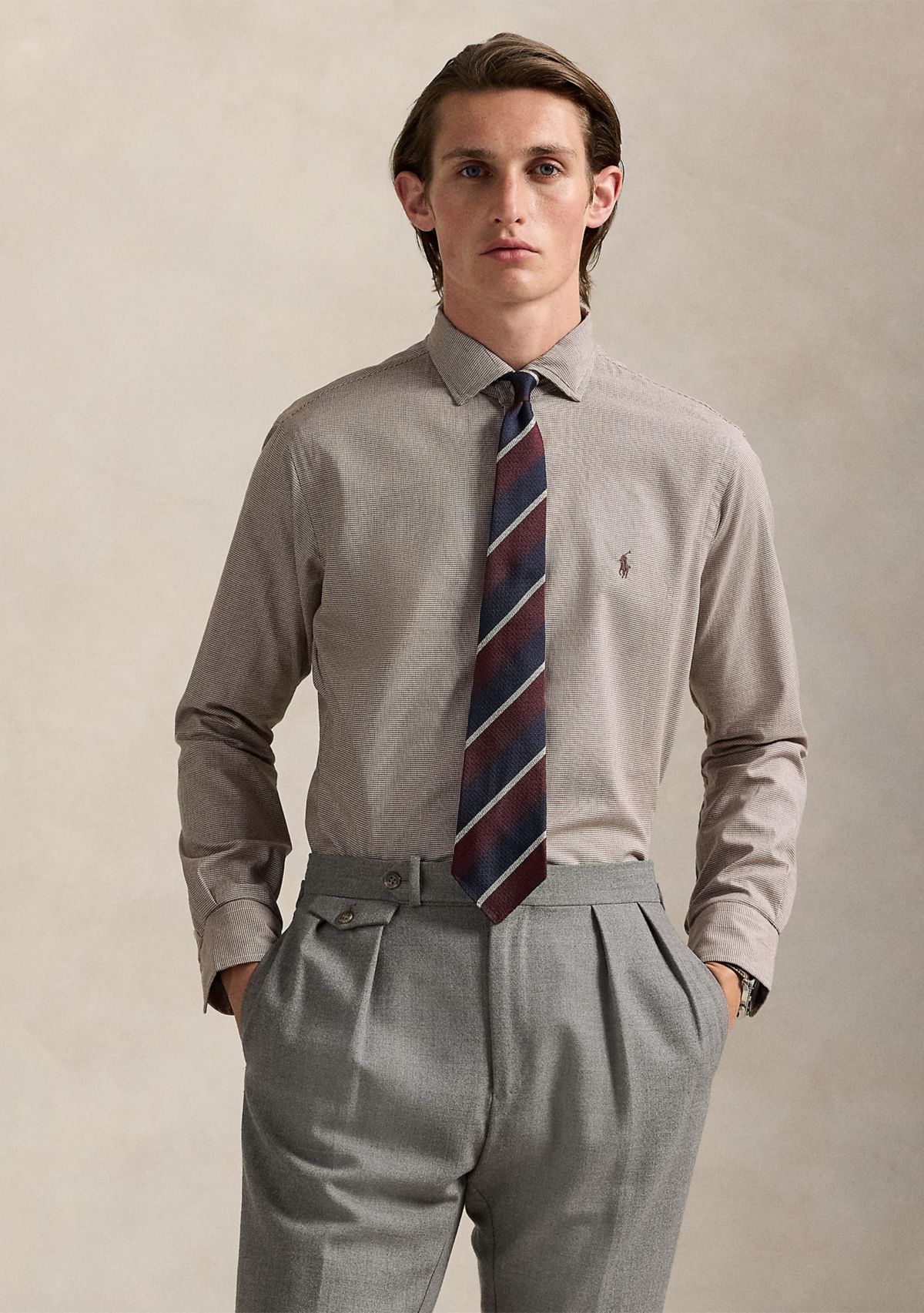 Classic Fit Houndstooth Twill Shirt