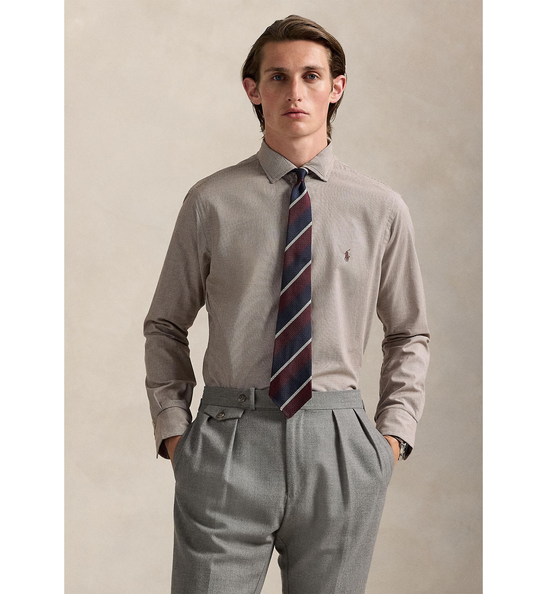 Classic Fit Houndstooth Twill Shirt