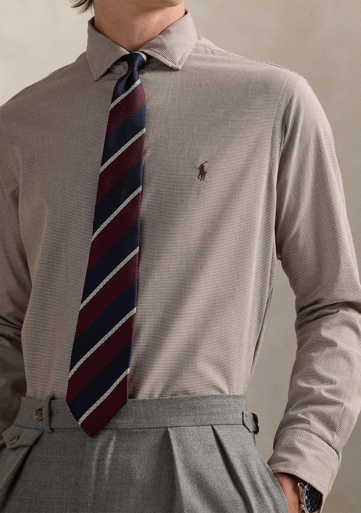 Classic Fit Houndstooth Twill Shirt