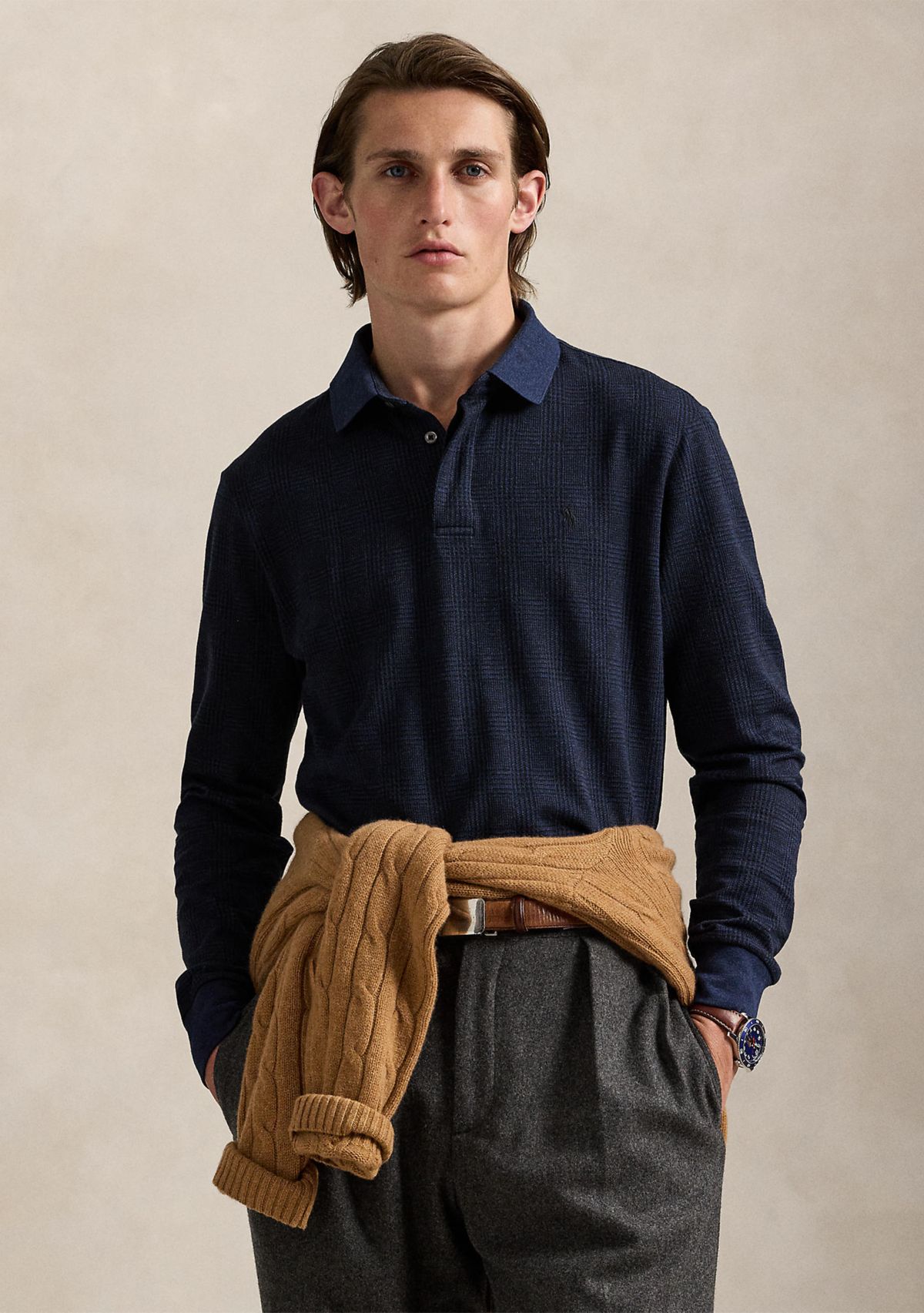 Classic Fit Glen Plaid Jersey Polo Shirt