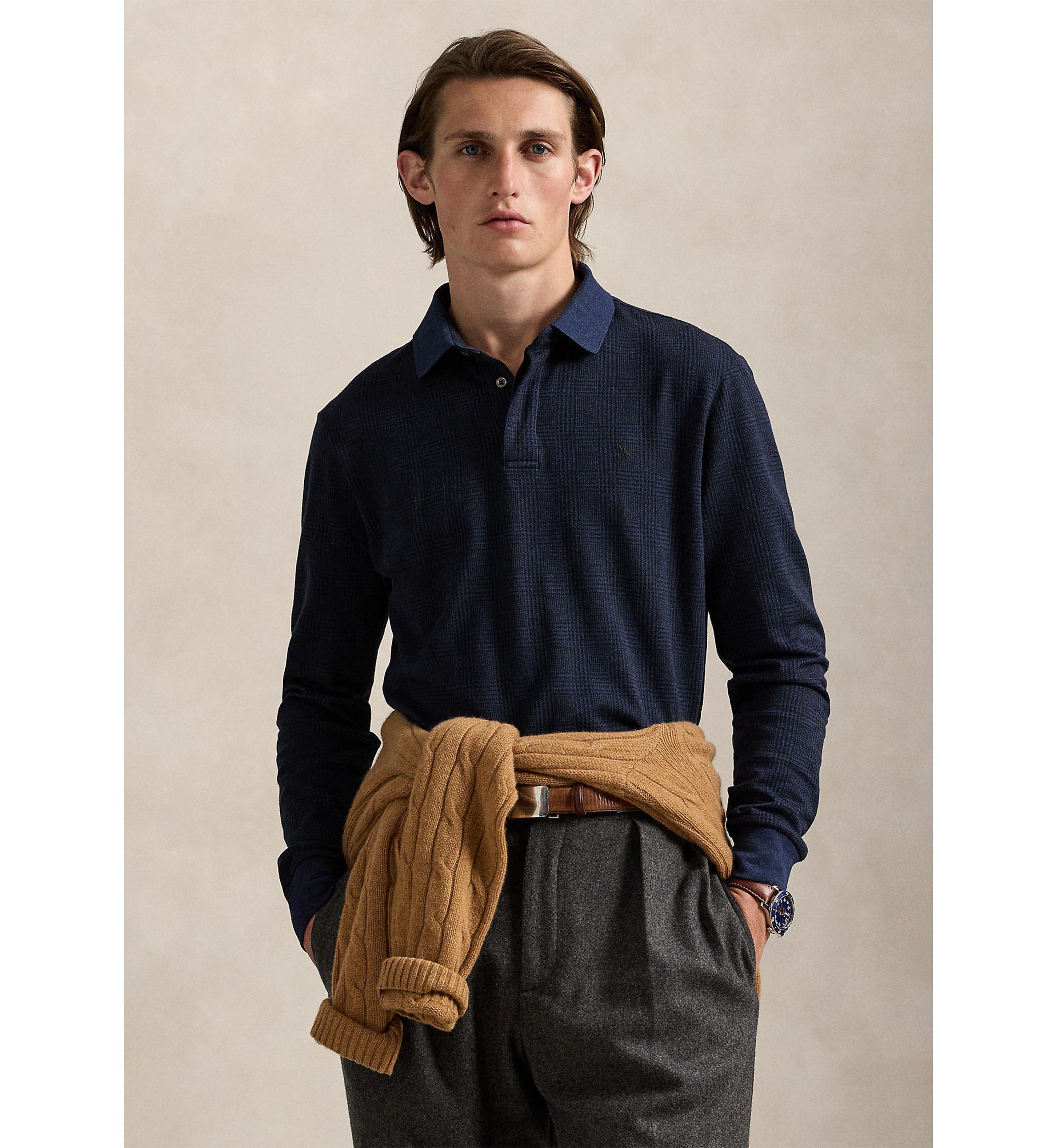 Classic Fit Glen Plaid Jersey Polo Shirt