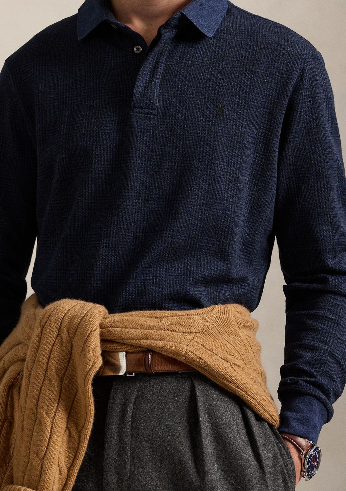 Classic Fit Glen Plaid Jersey Polo Shirt