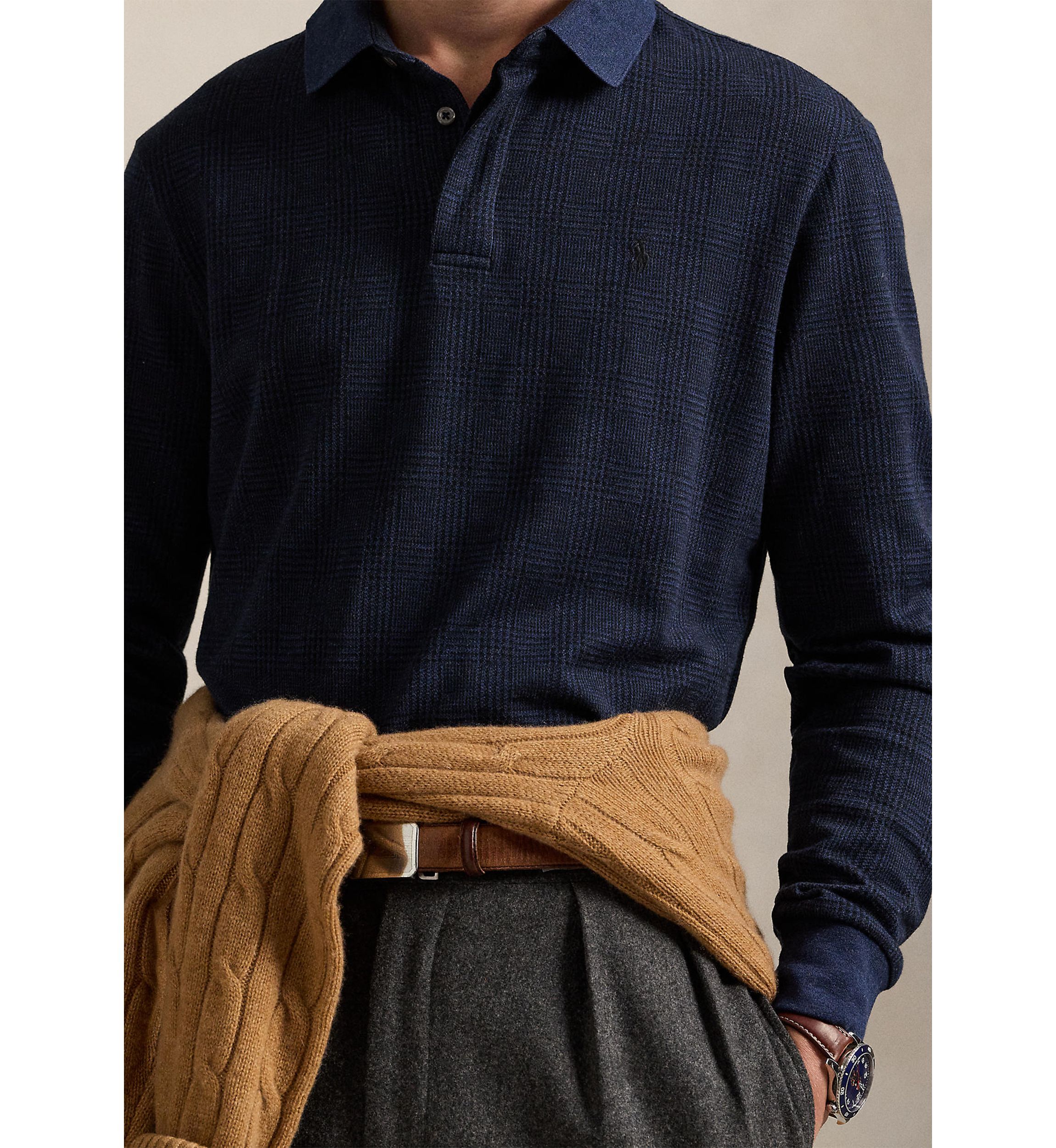 Classic Fit Glen Plaid Jersey Polo Shirt