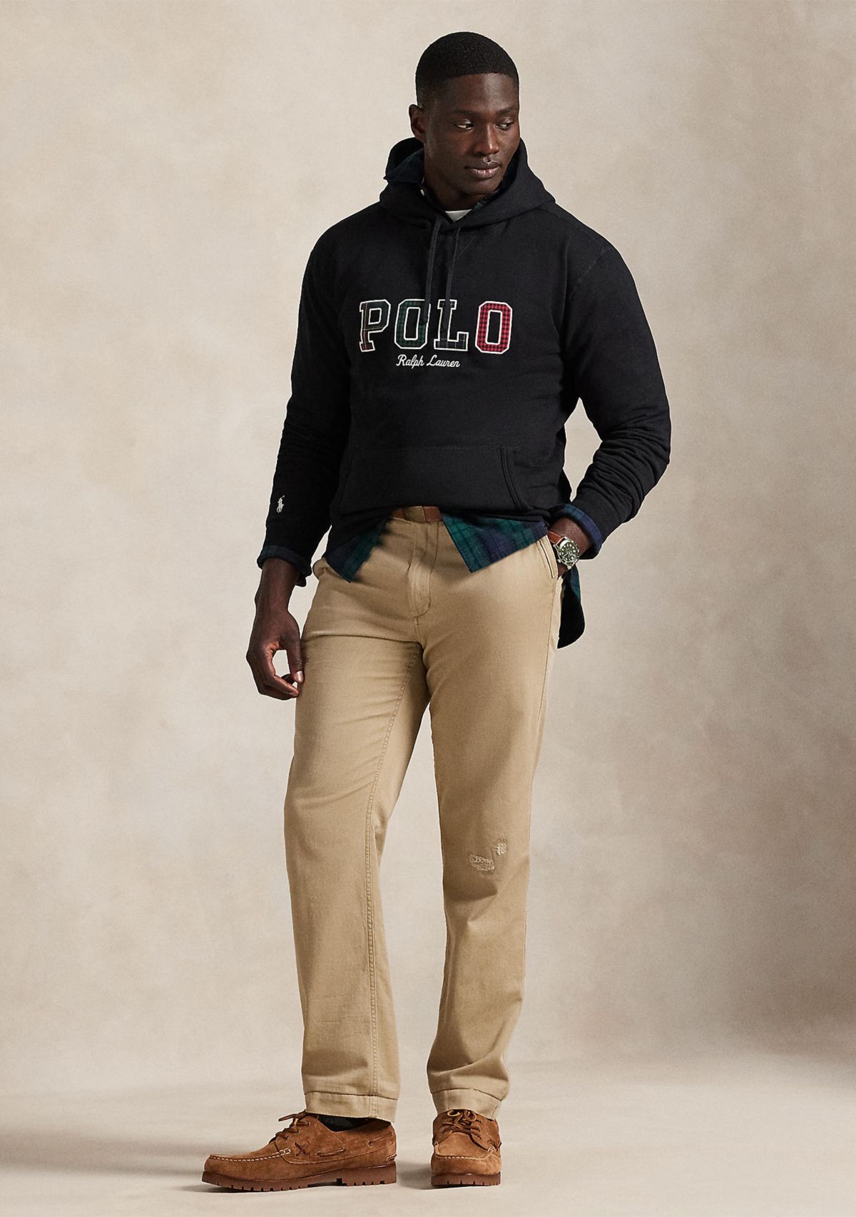 Big & Tall The RL Fleece Plaid-Logo Hoodie