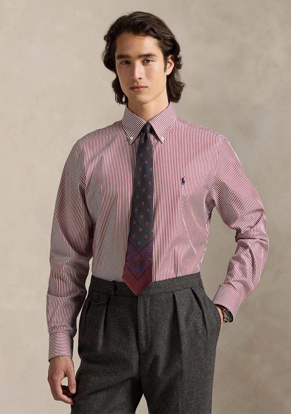 Classic Fit Striped Poplin Shirt