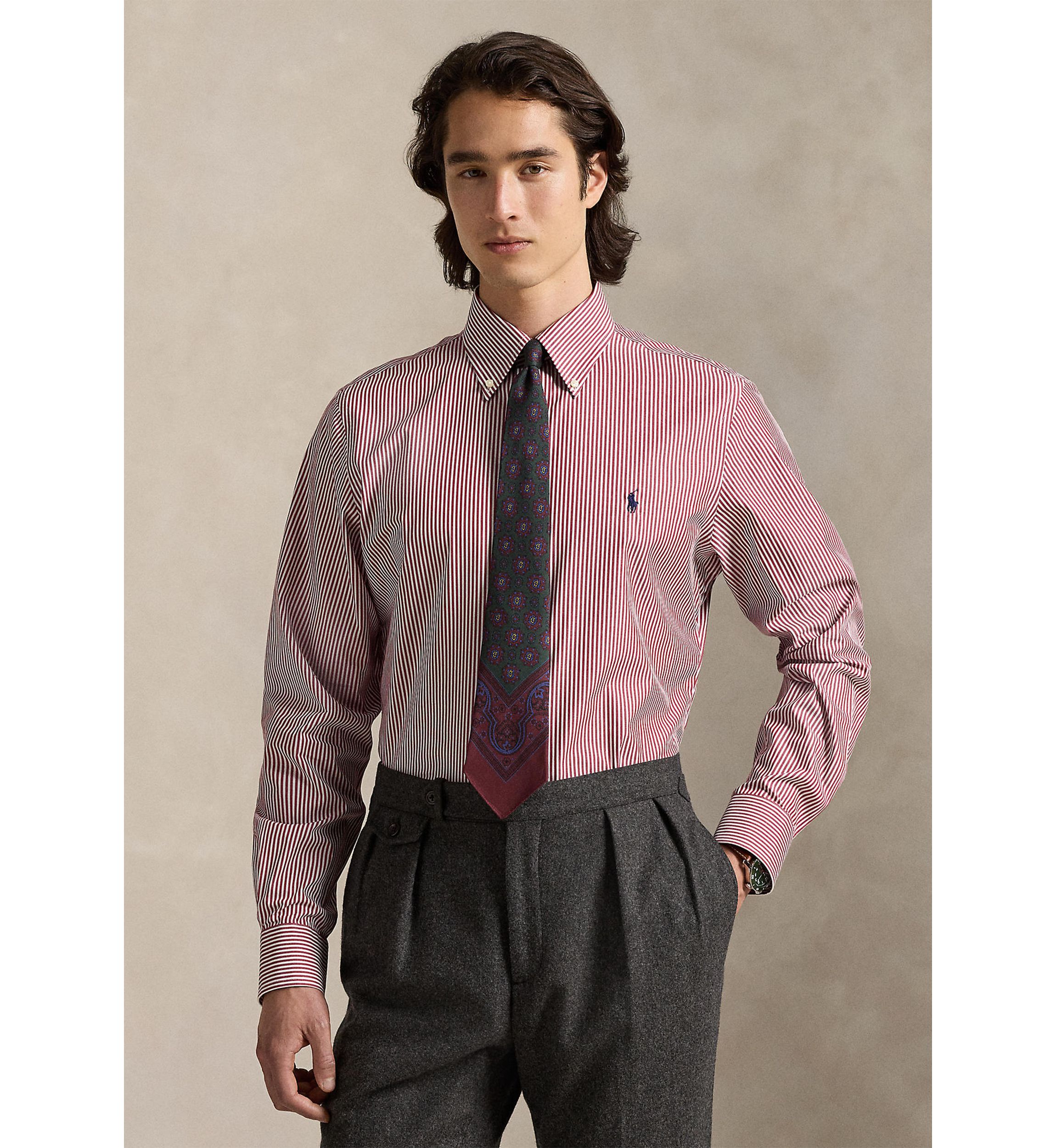 Classic Fit Striped Poplin Shirt