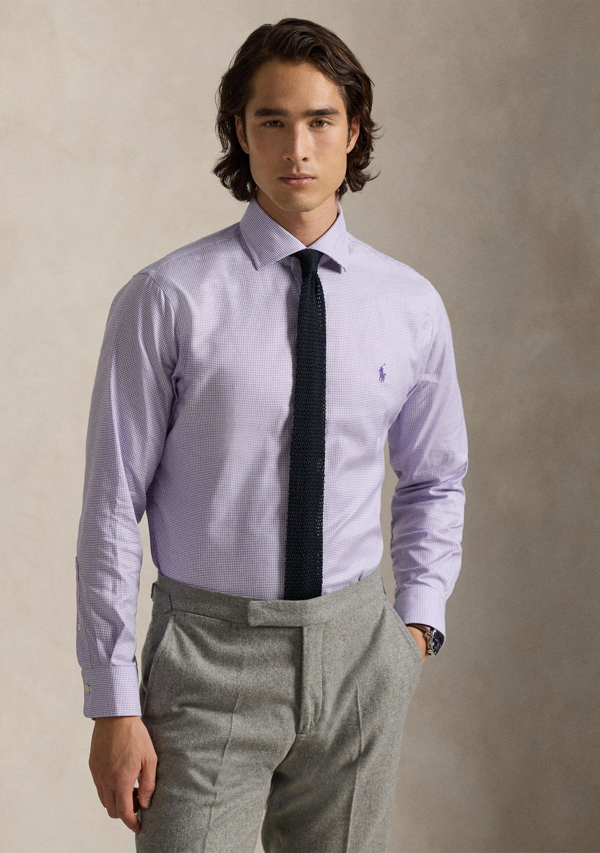 Classic Fit Checked Basket Weave Shirt