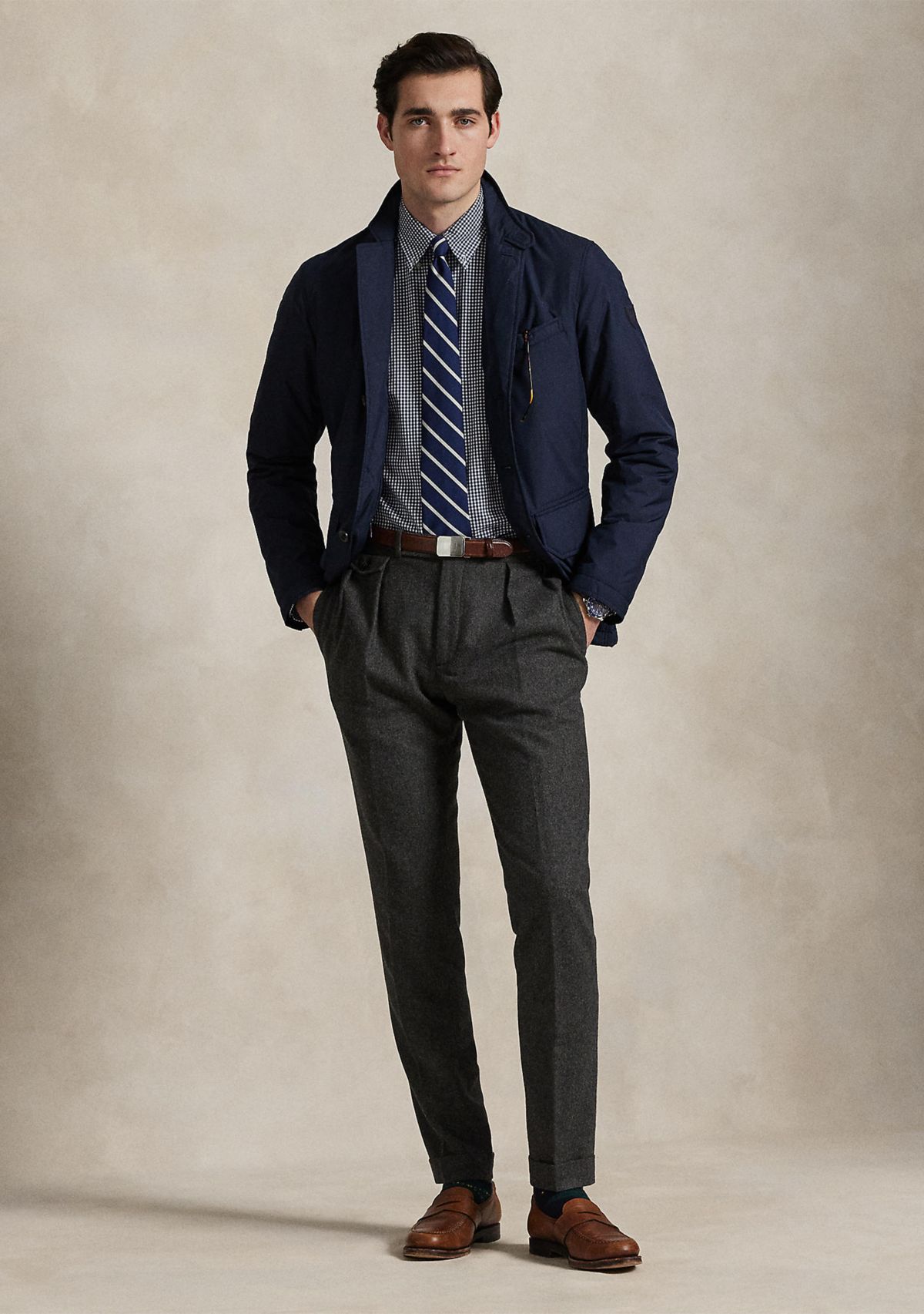 Classic Fit Gingham Stretch Poplin Shirt