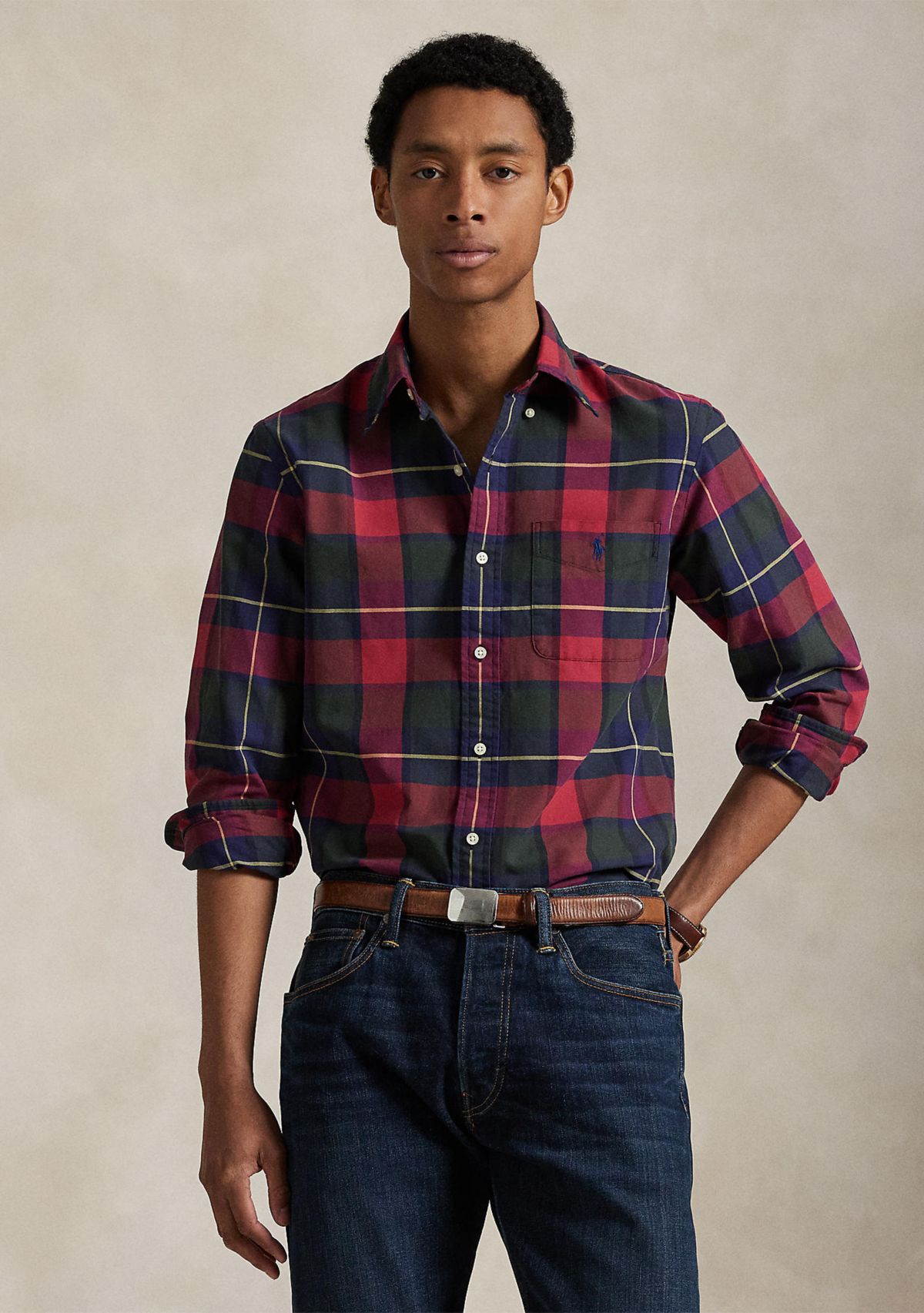 Classic Fit Plaid Oxford Shirt