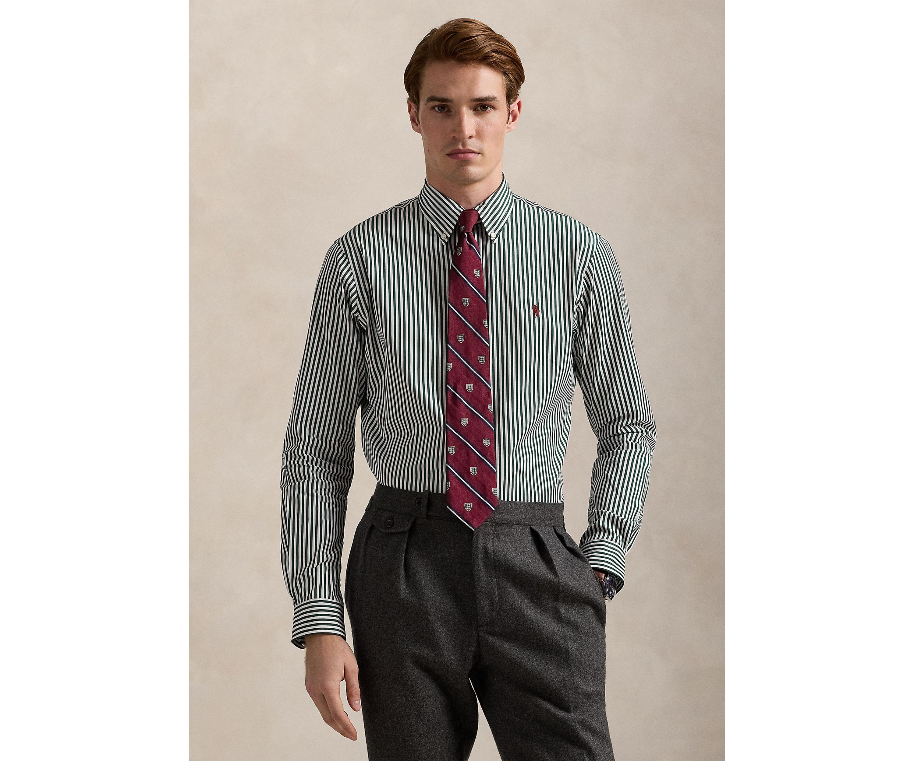 Classic Fit Striped Poplin Shirt
