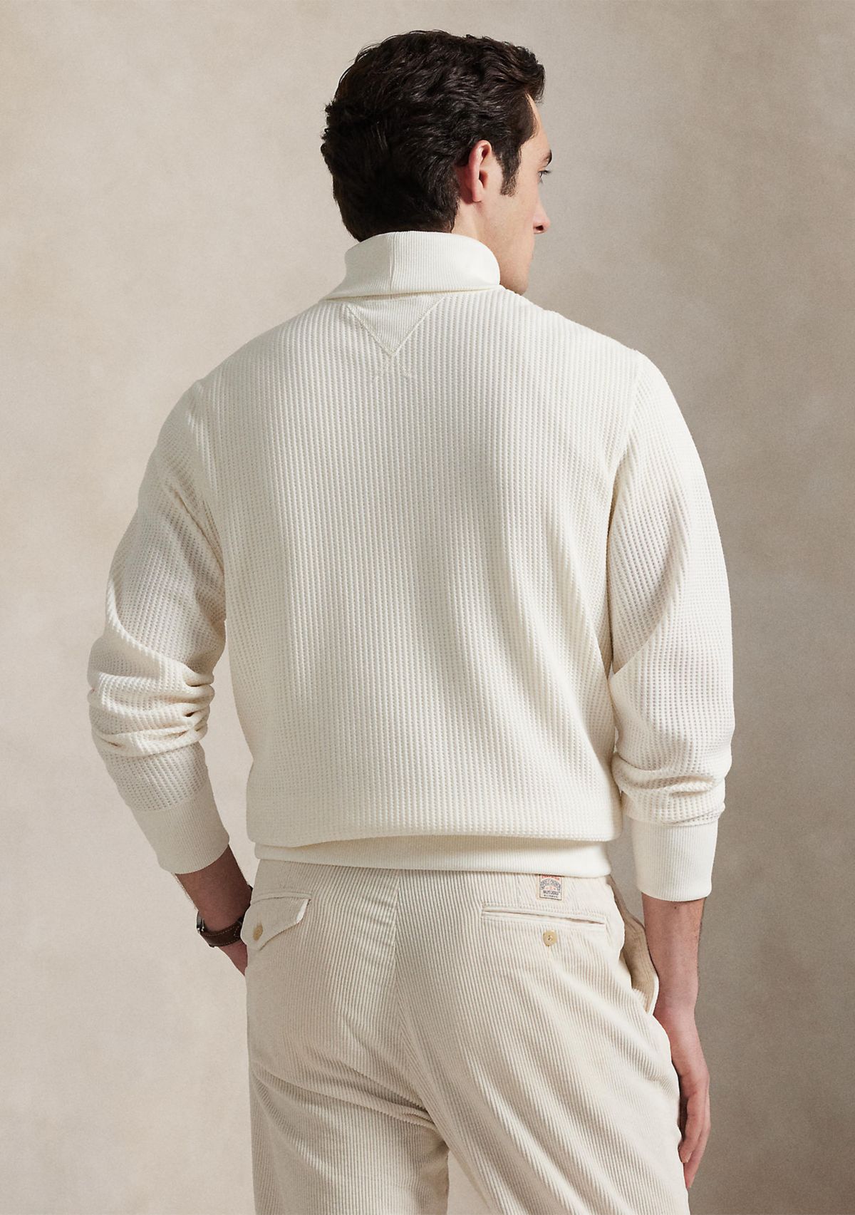 Waffle-Knit Fleece Turtleneck