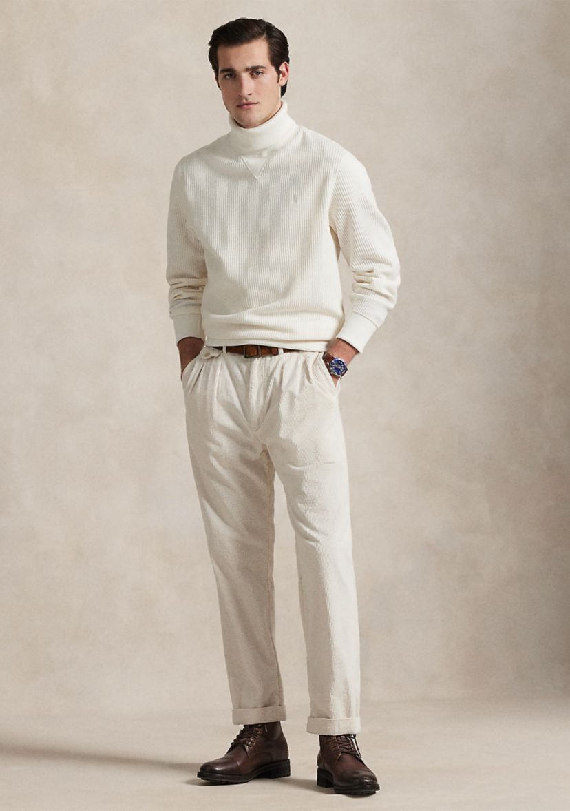 Waffle-Knit Fleece Turtleneck