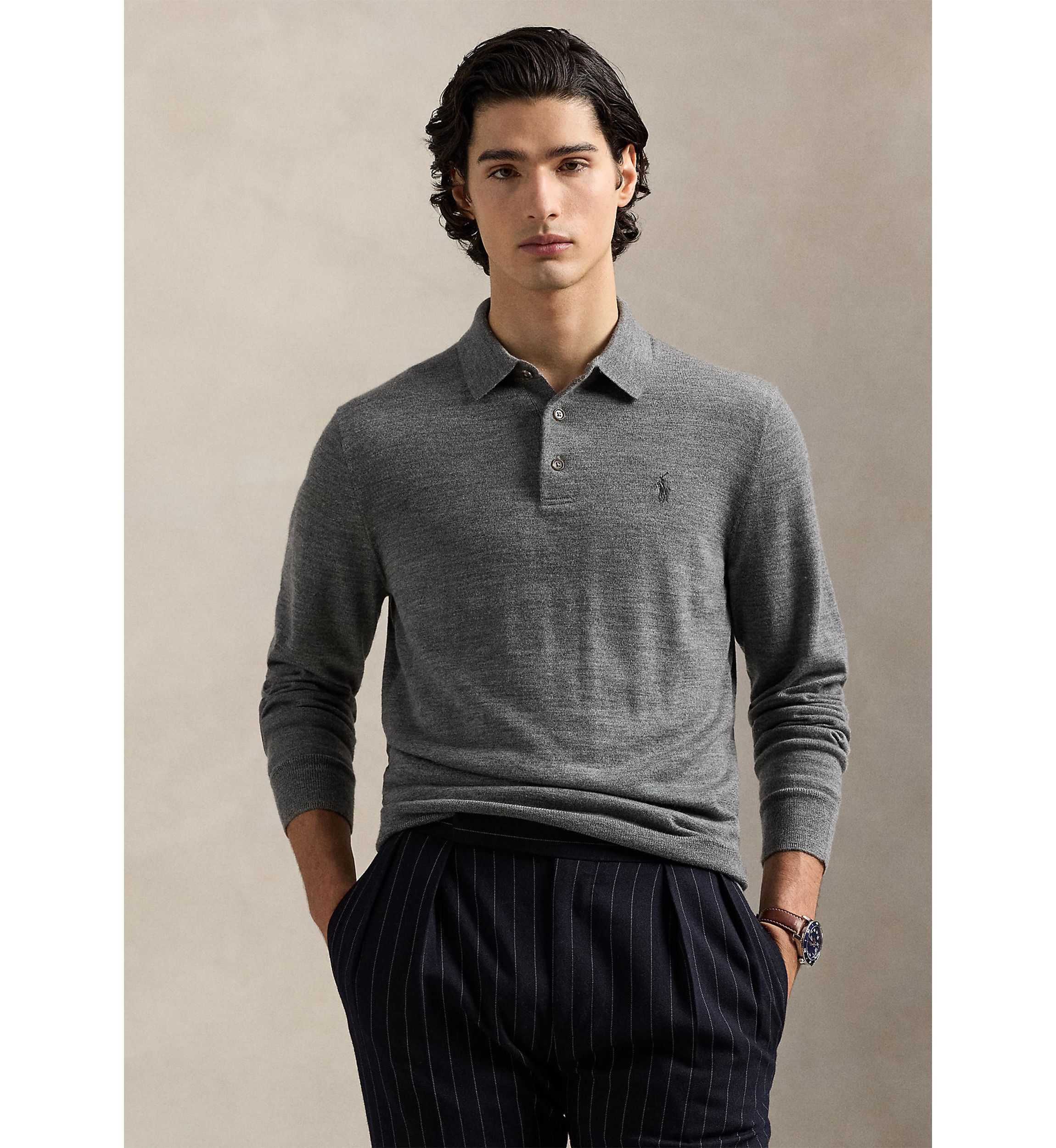 Wool Polo-Collar Sweater