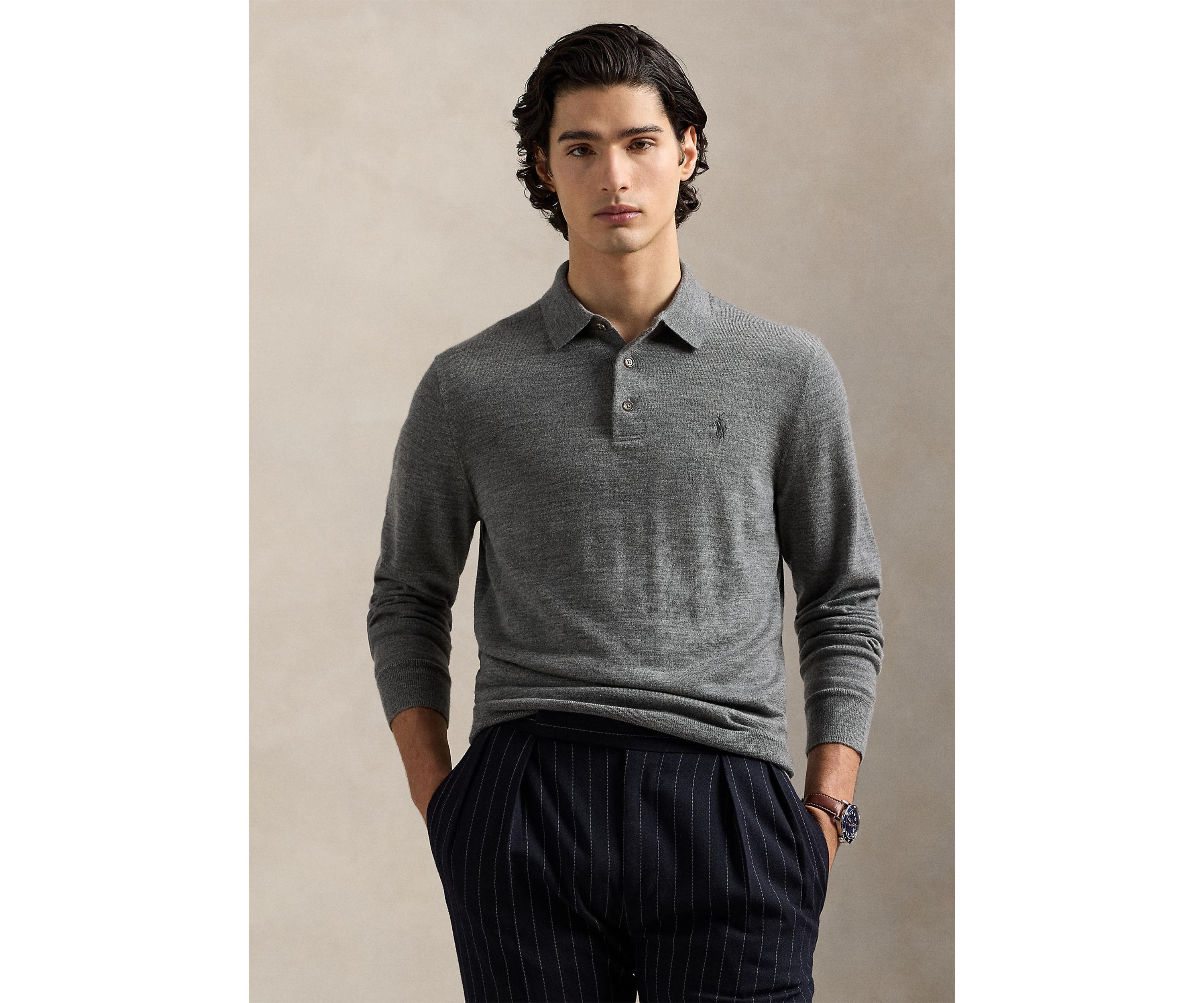 Wool Polo-Collar Sweater