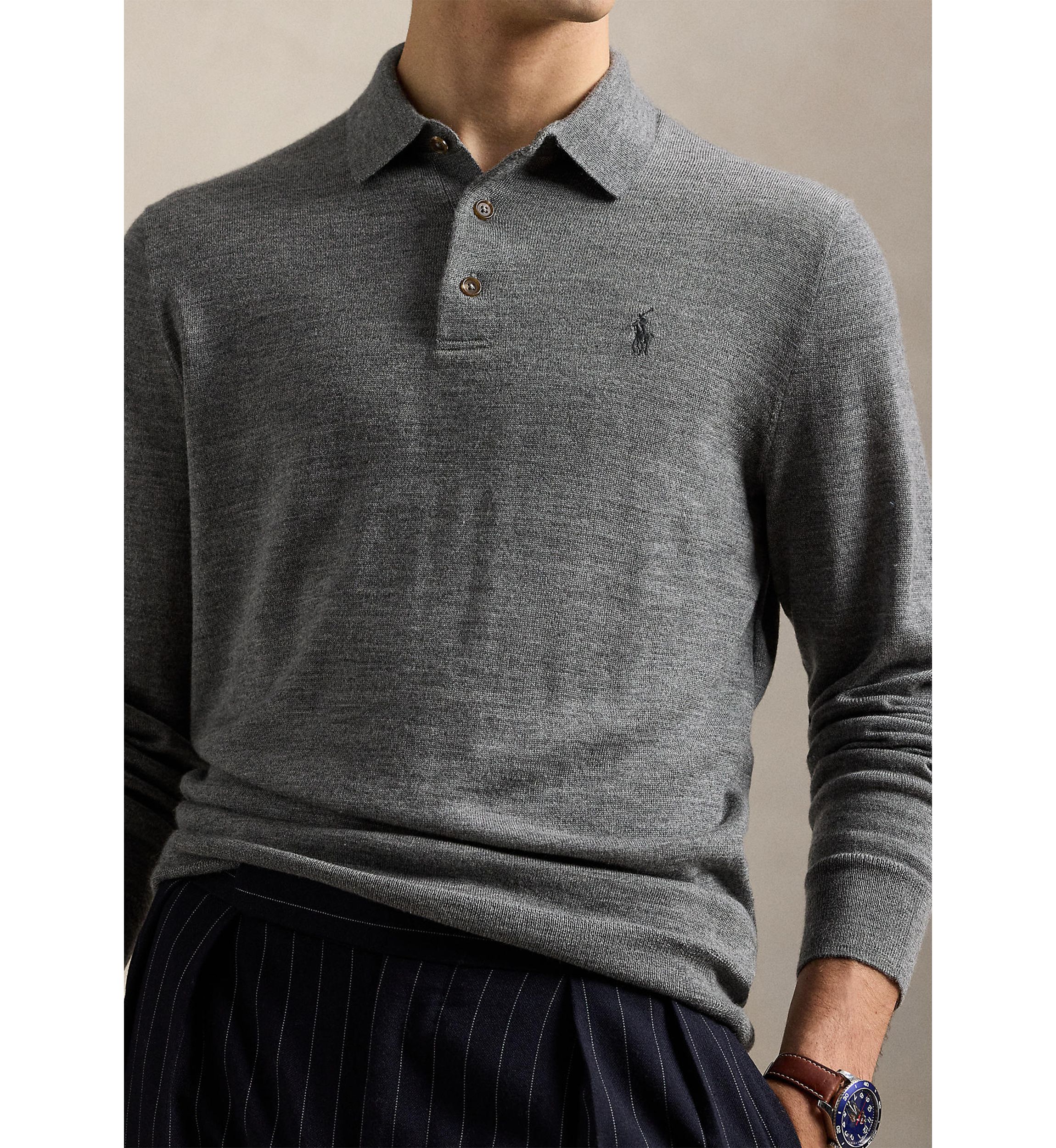 Wool Polo-Collar Sweater