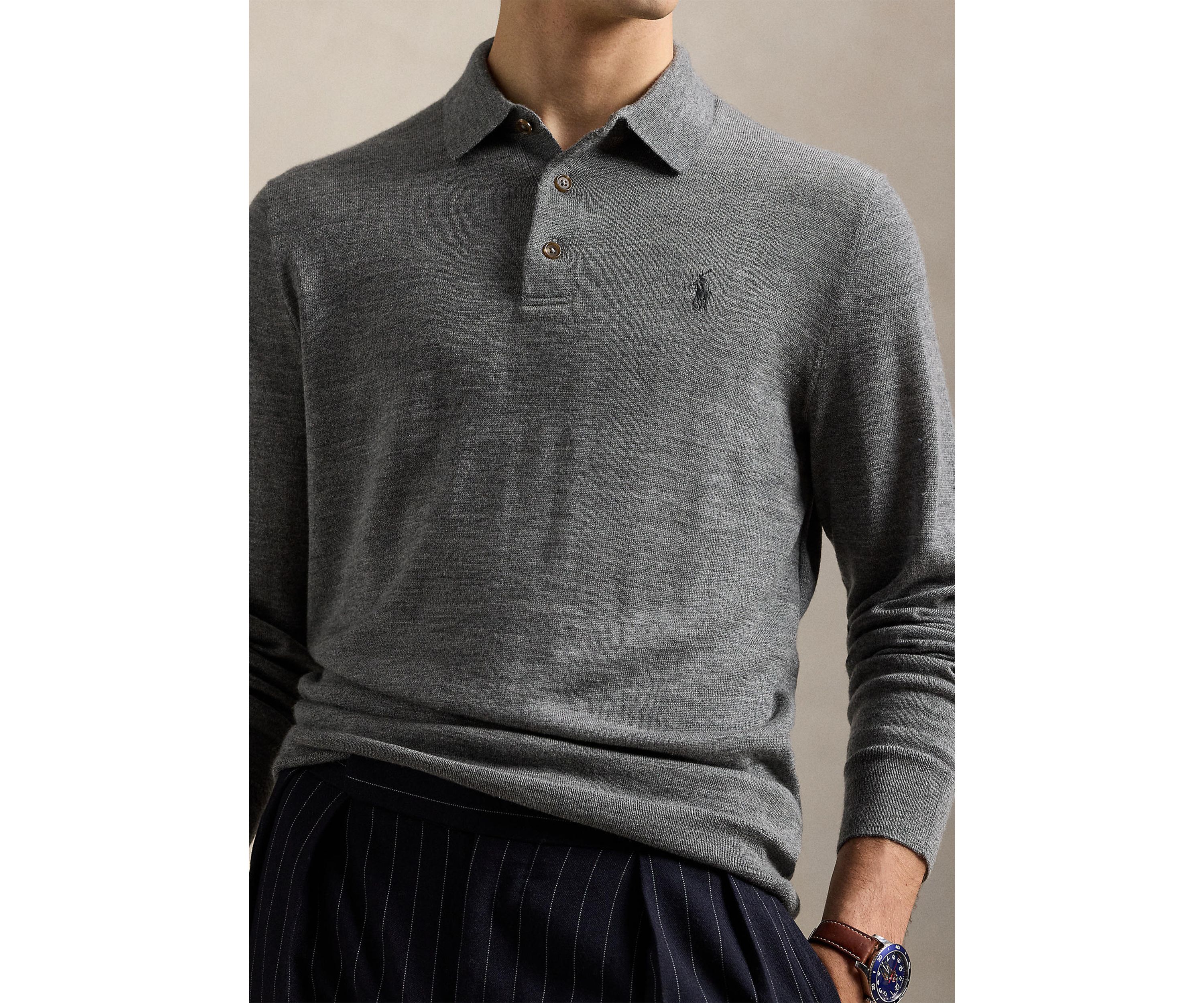 Wool Polo-Collar Sweater