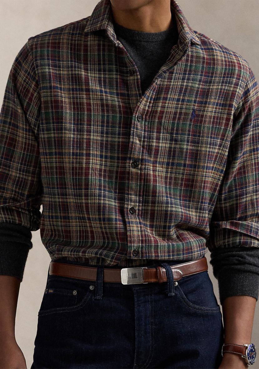 Classic Fit Plaid Brushed Flannel Shirt
