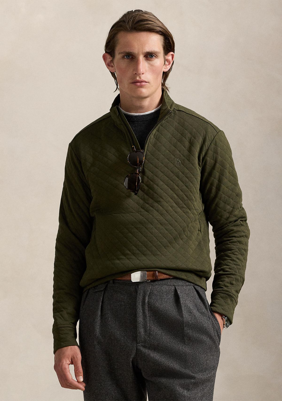 Quilted Double-Knit Jersey Pullover