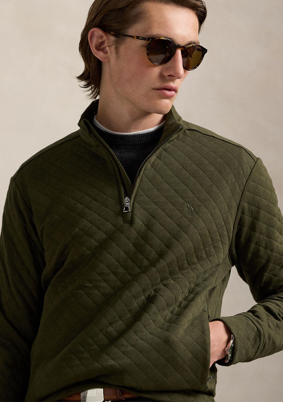 Quilted Double-Knit Jersey Pullover