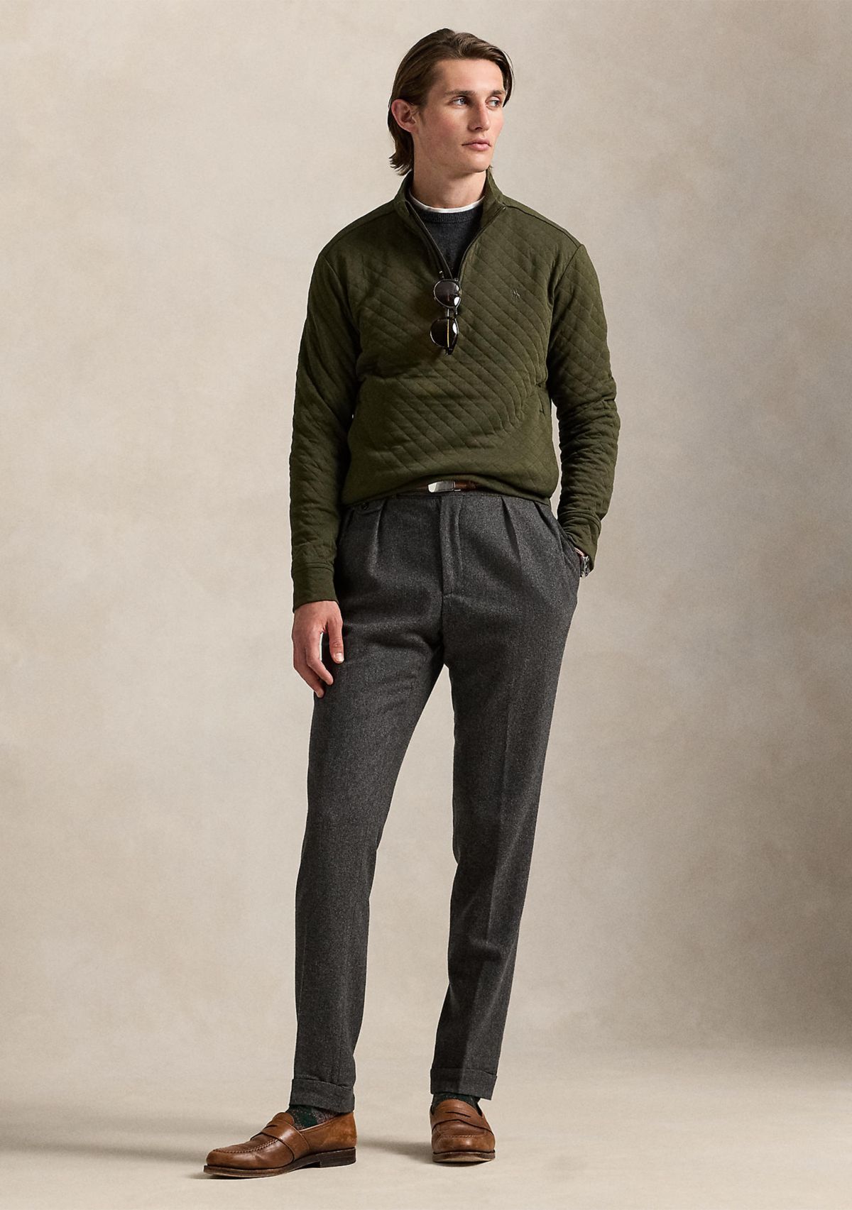 Quilted Double-Knit Jersey Pullover