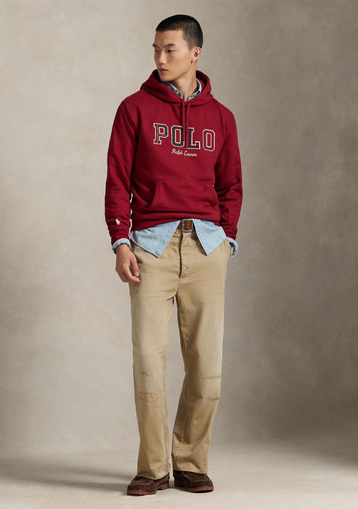 The RL Fleece Plaid-Logo Hoodie