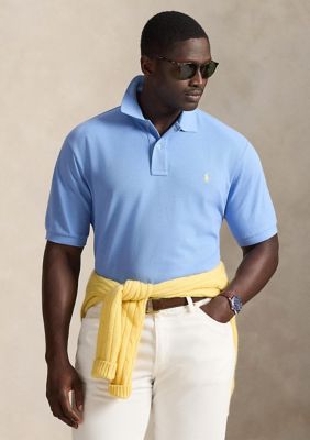 Polo Ralph Lauren Men's Big & Tall The Iconic Mesh Polo Shirt, Blue, 2XL Long
