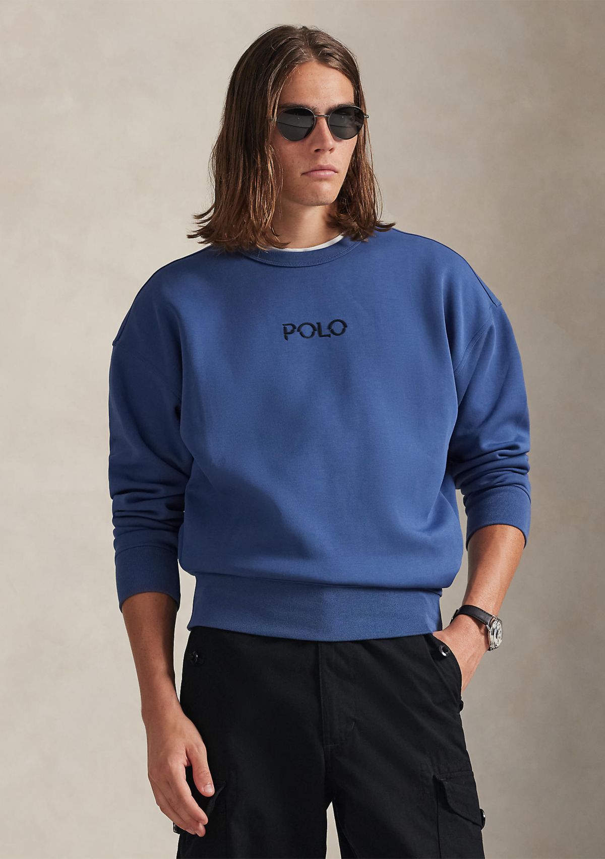 Womens Relaxed Fit Logo Double-Knit Sweatshirt