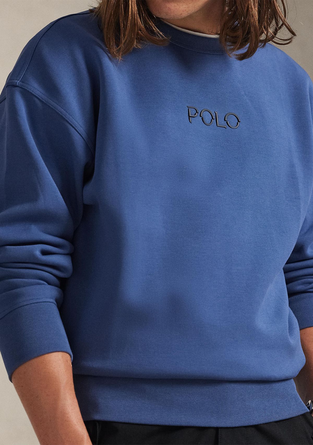 Womens Relaxed Fit Logo Double-Knit Sweatshirt