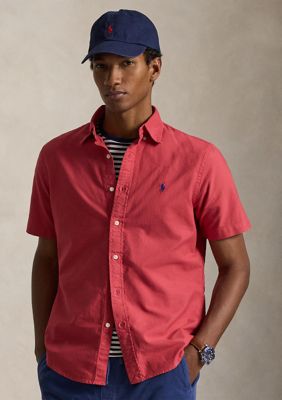 Polo Ralph Lauren Men's Classic Fit Garment-Dyed Oxford Shirt, Red, XL