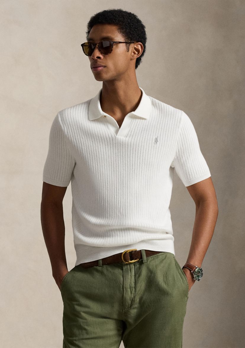 Polo Ralph Lauren Men's Rib-Knit Cotton Johnny-Collar Sweater | Belk